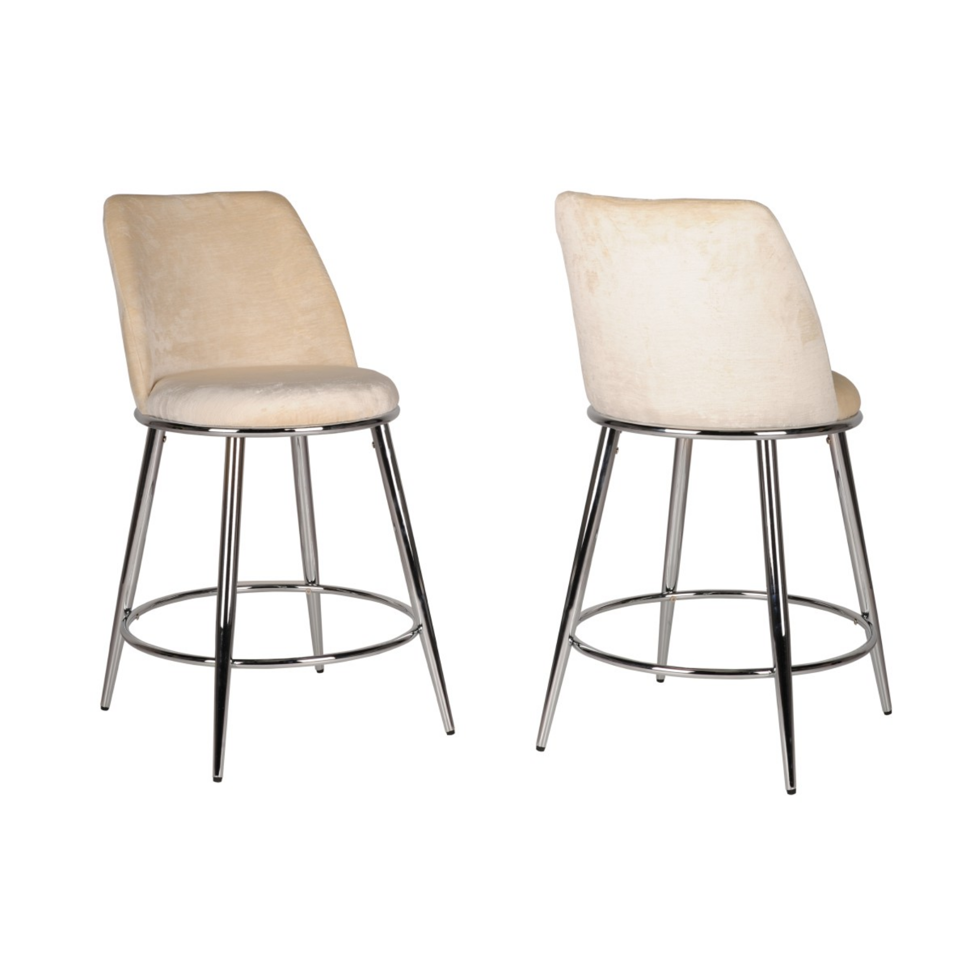 Set of two Brassex Nova beige counter bar stools with modern design, ideal for kitchen or bar area seating.