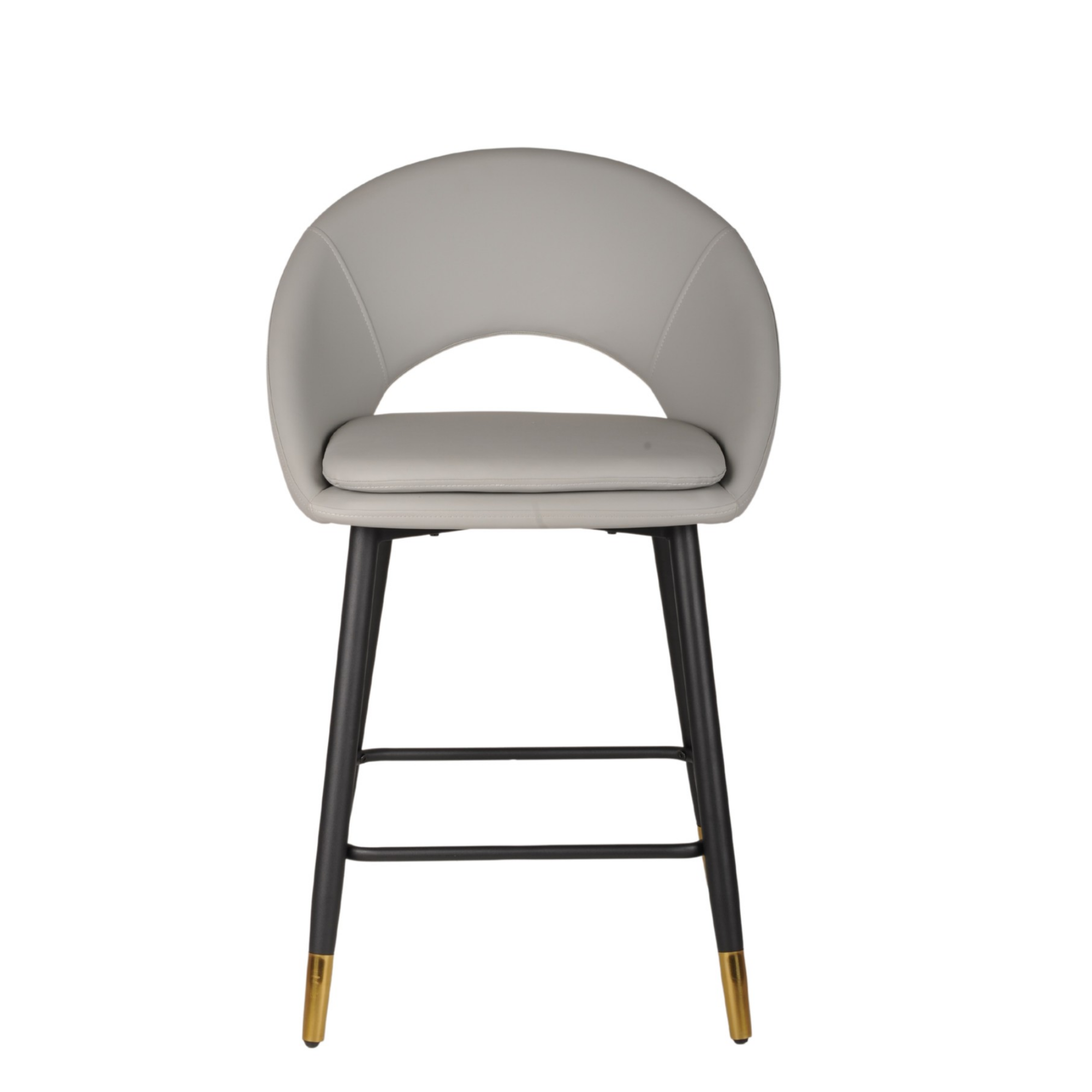 Set of 2 Brassex grey counter bar stools with padded seats and modern design, perfect for kitchen or bar area.