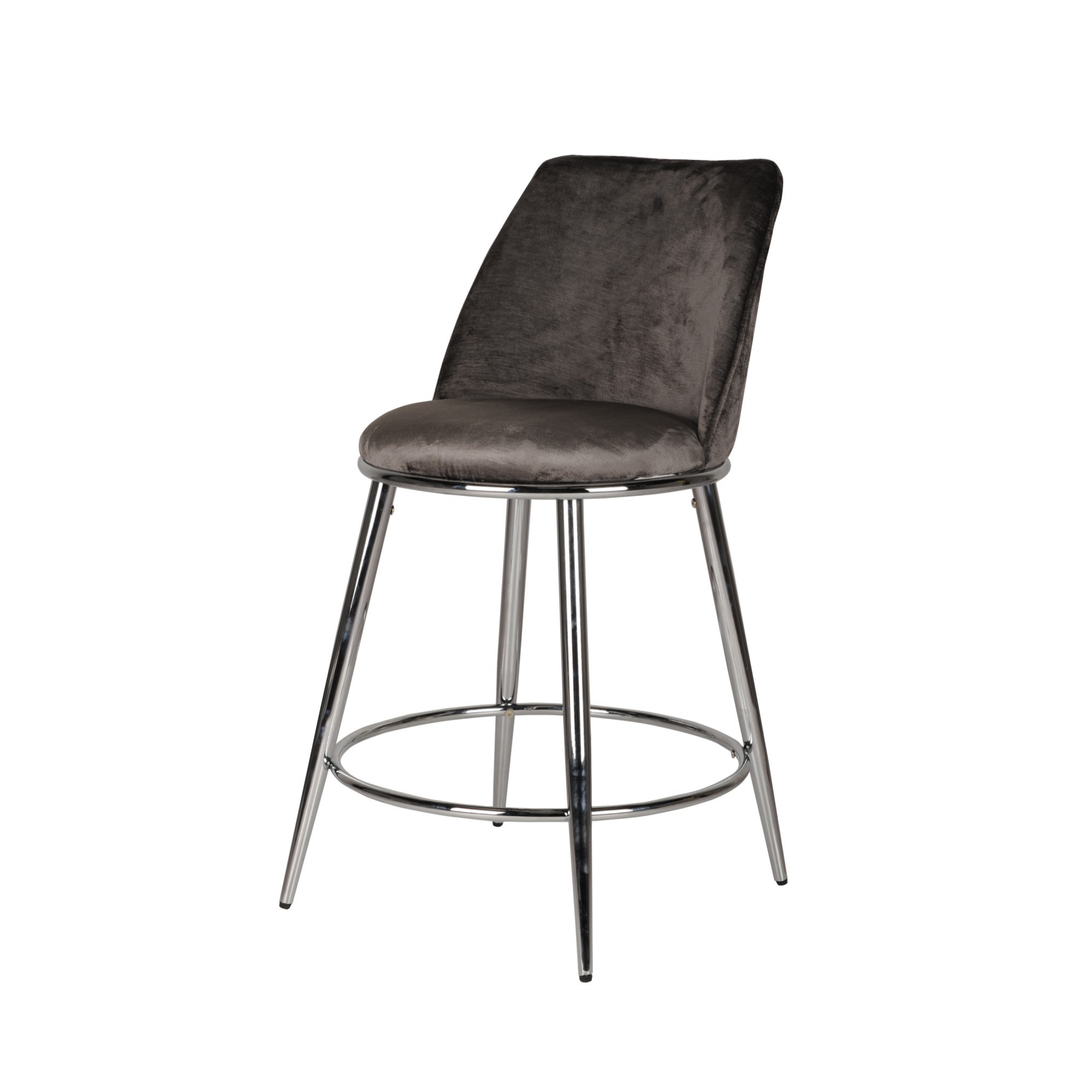 Set of two Brassex Nova counter bar stools in grey with sleek, modern design and sturdy metal frames.