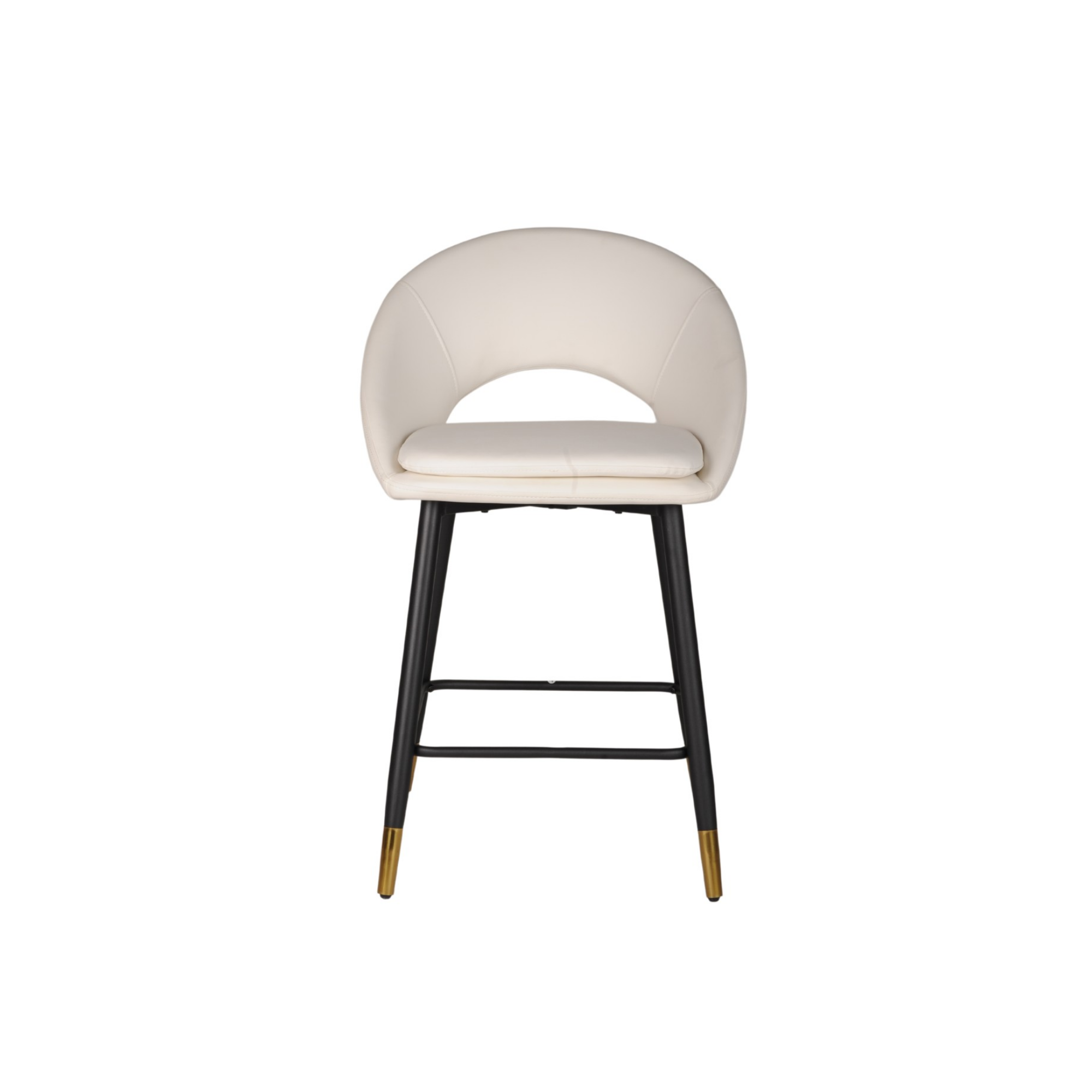 Set of two white Brassex counter bar stools with sleek design and sturdy legs, perfect for kitchen or bar area.