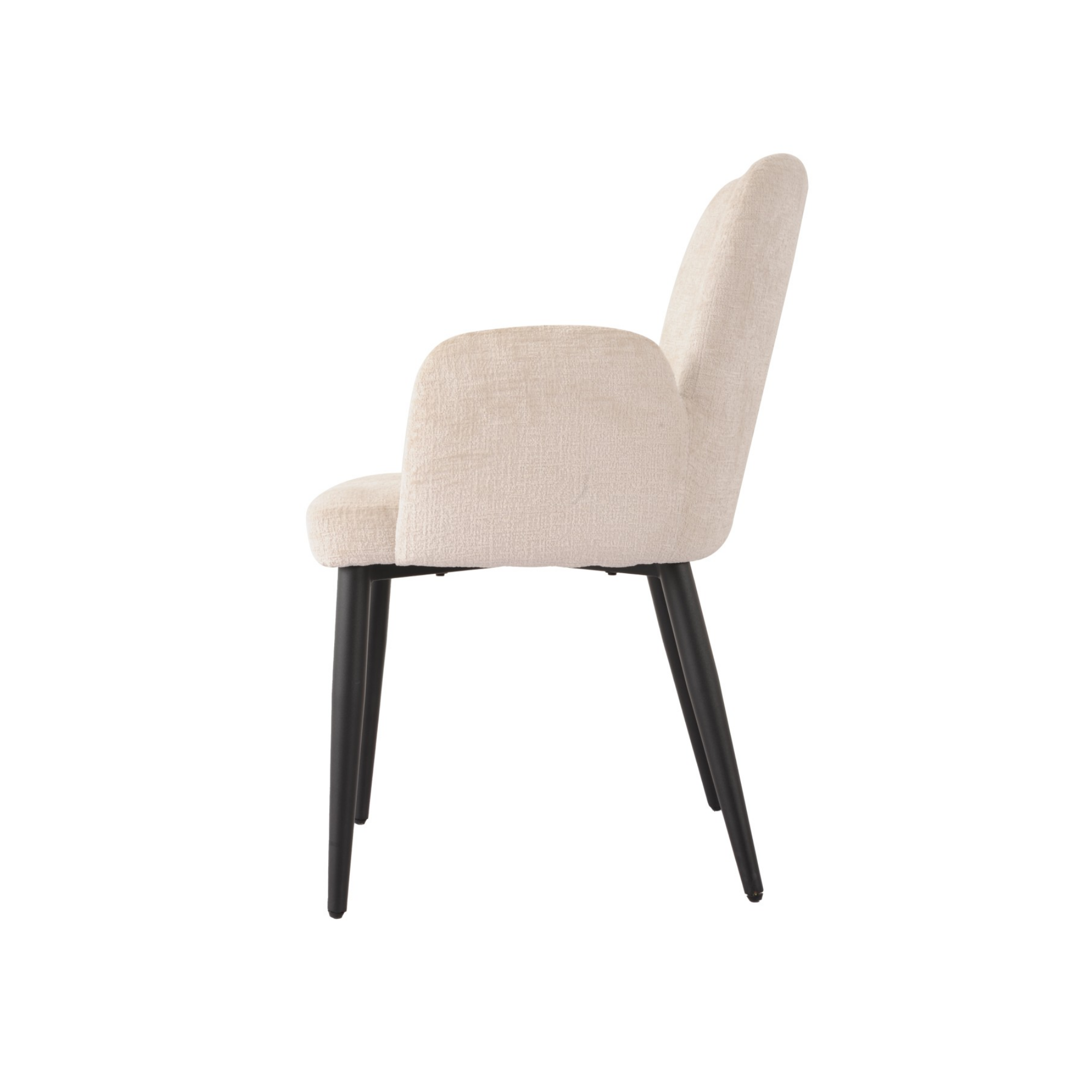 Set of two Brassex Allora beige fabric dining chairs with modern design and cushioned seats.