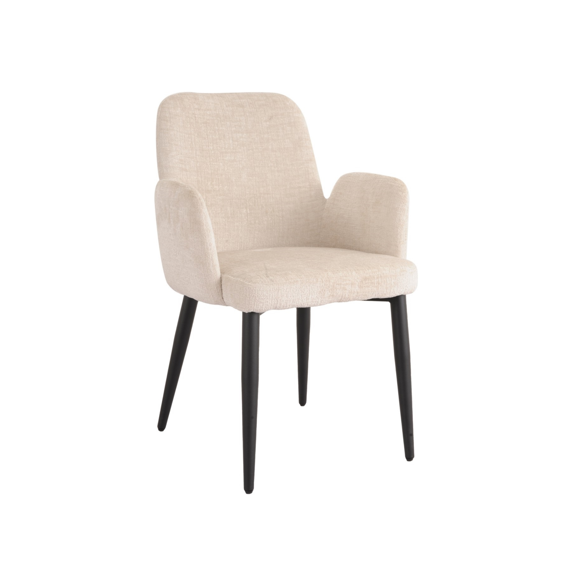 Set of two Brassex Allora beige dining chairs with premium fabric, modern design for comfortable dining room seating.