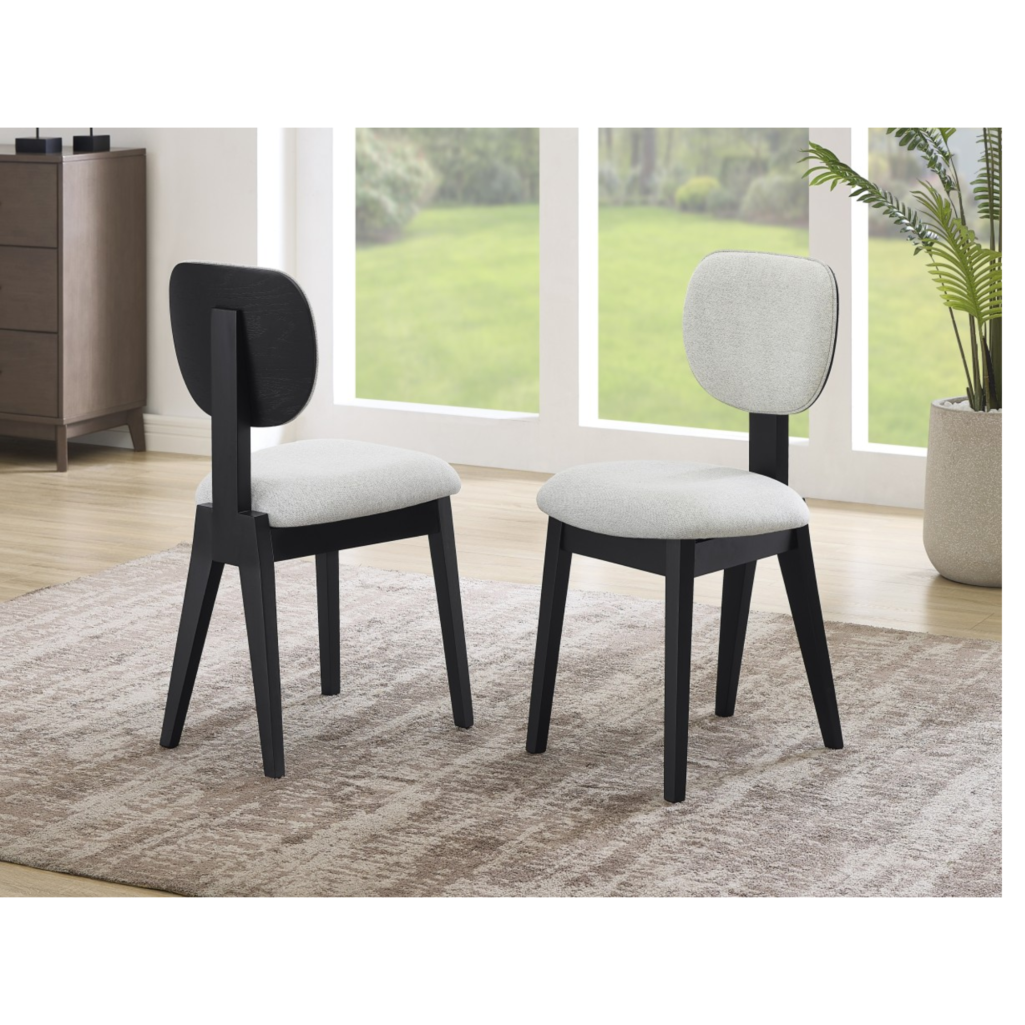 Brassex Terra 7-piece black dining set with wooden table and matching chairs, ideal for stylish dining rooms.