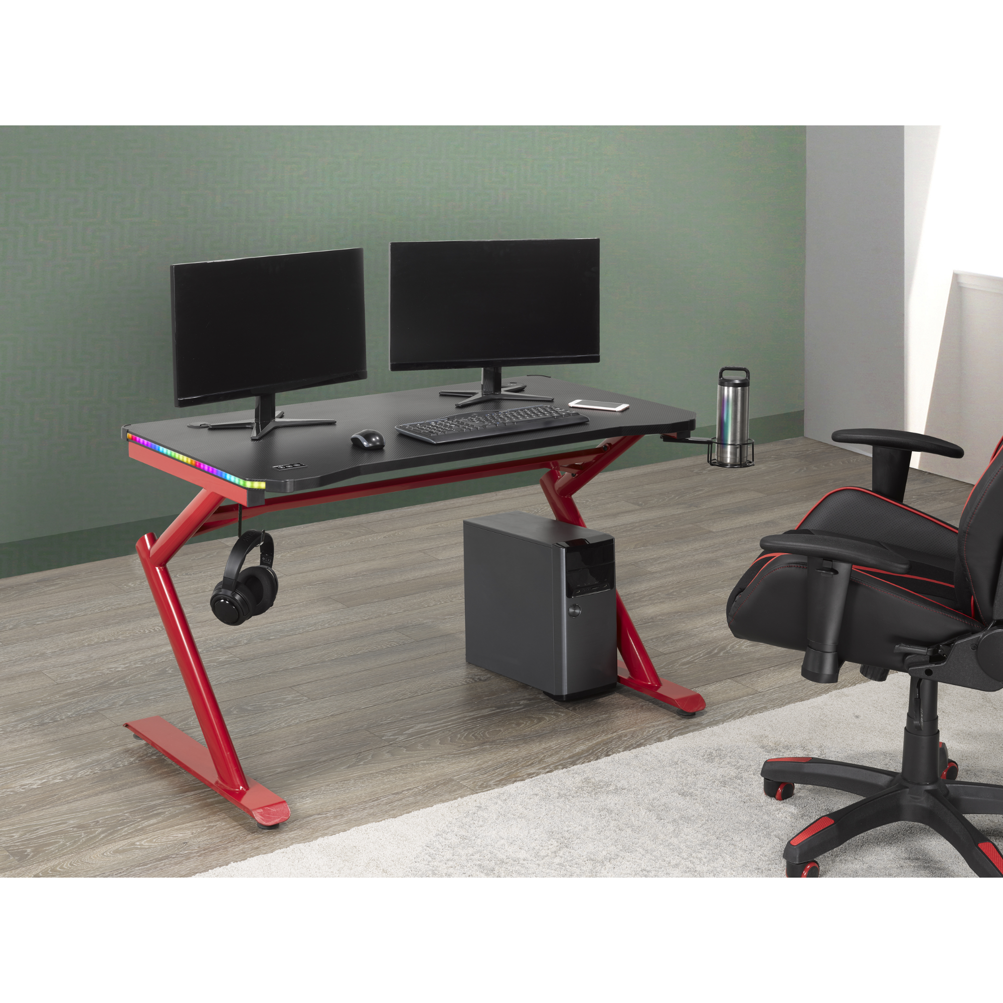 Gaming Desk in Black / Red 8028.