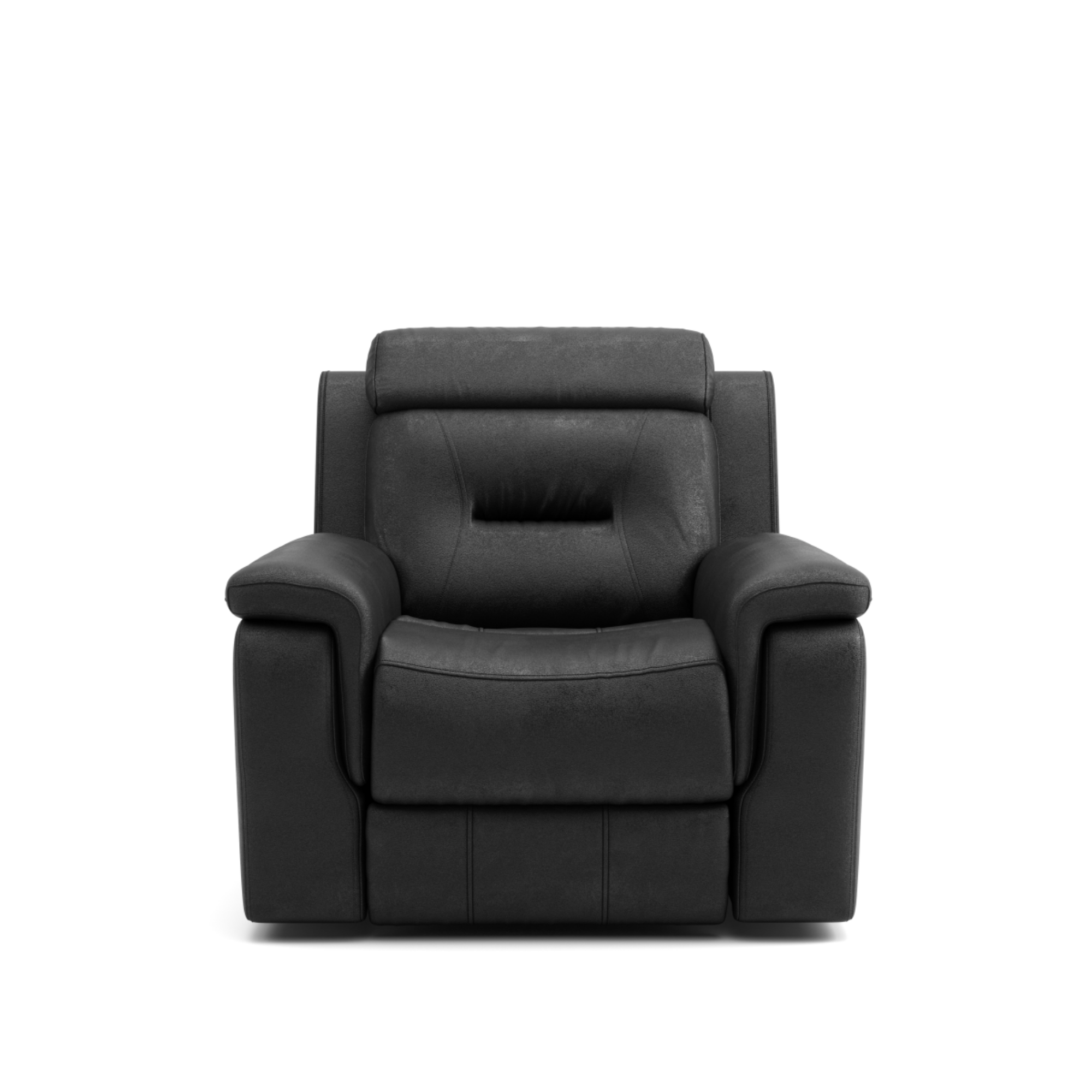 Black leather recliner chair by Brassex, featuring plush cushioning and a modern design for comfortable seating.