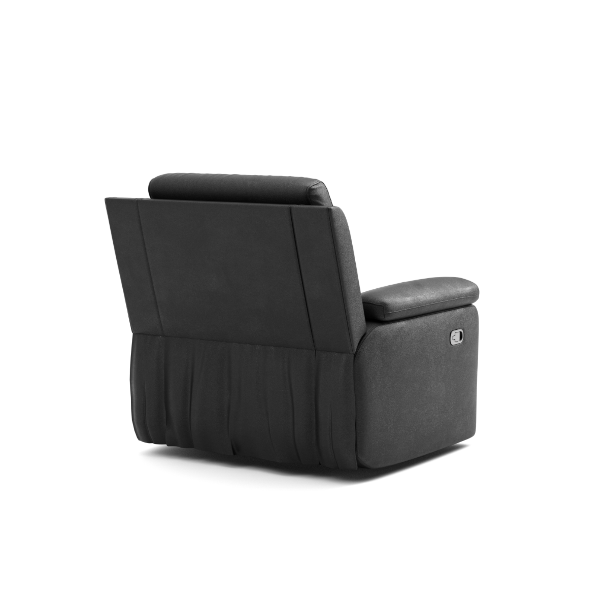 Black leather recliner chair by Brassex, showcasing a comfortable, modern recliner with plush cushioning and sleek design.