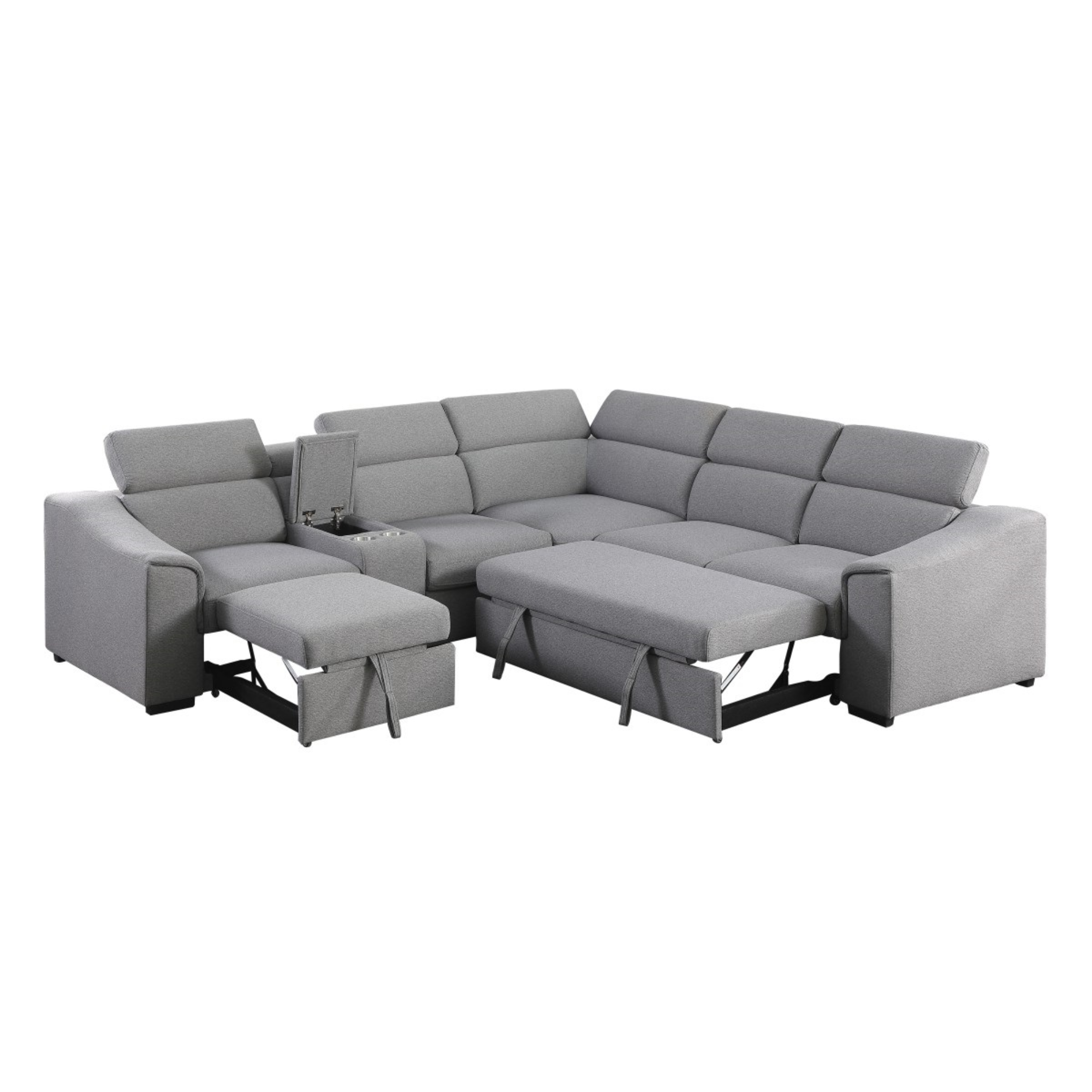 RHF Sectional Sofa Bed In Grey 75652.