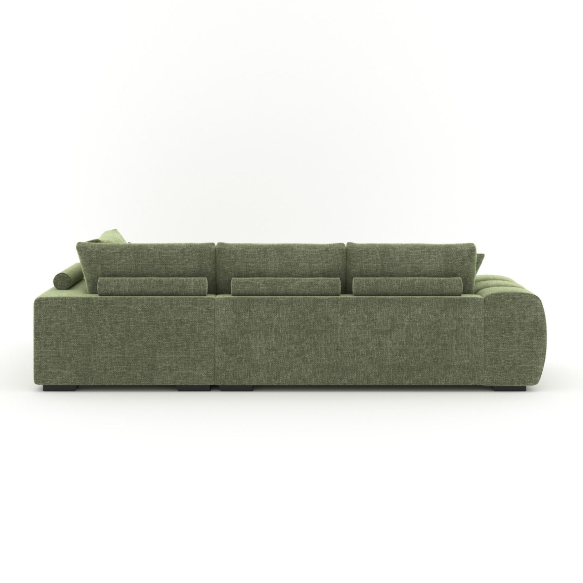 Green Brassex Zara sectional sofa with plush polyester upholstery, featuring a right-hand-facing design for modern living rooms.