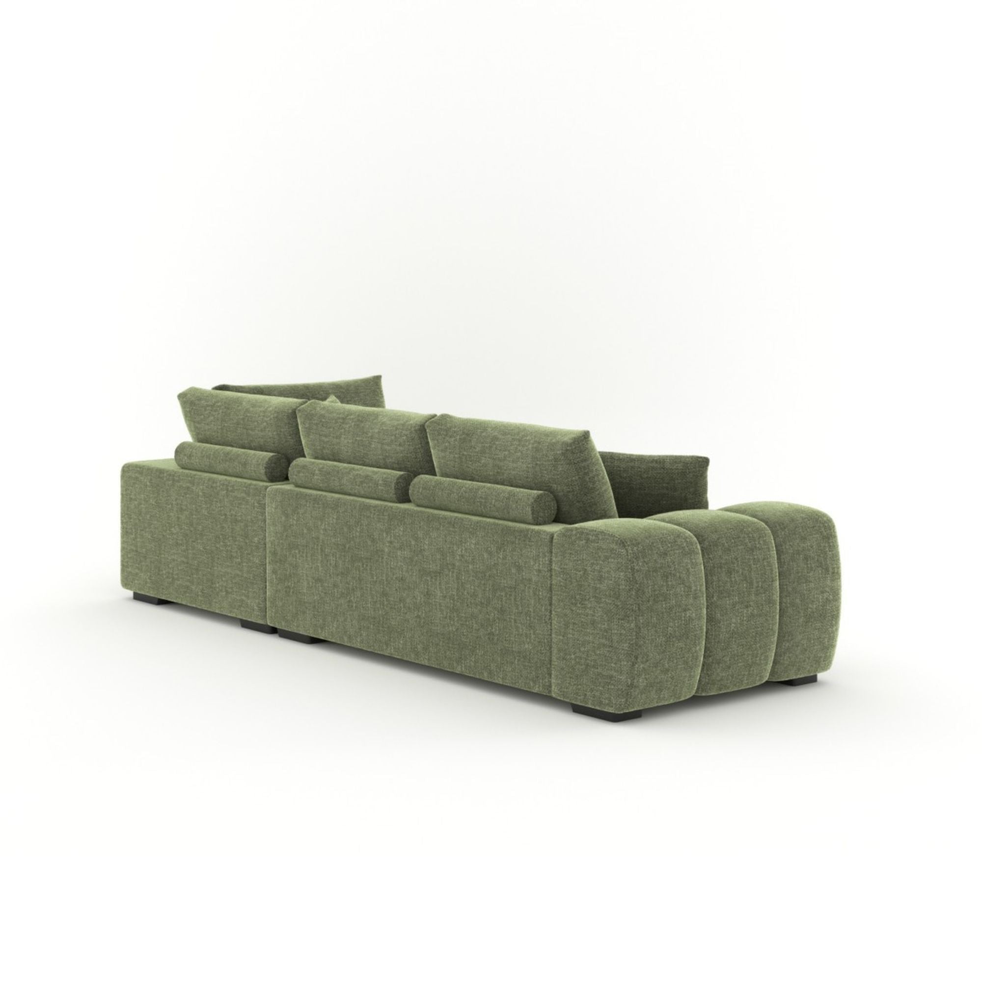 Brassex Zara green polyester sectional sofa with right-hand facing configuration, modern design, and plush cushions.