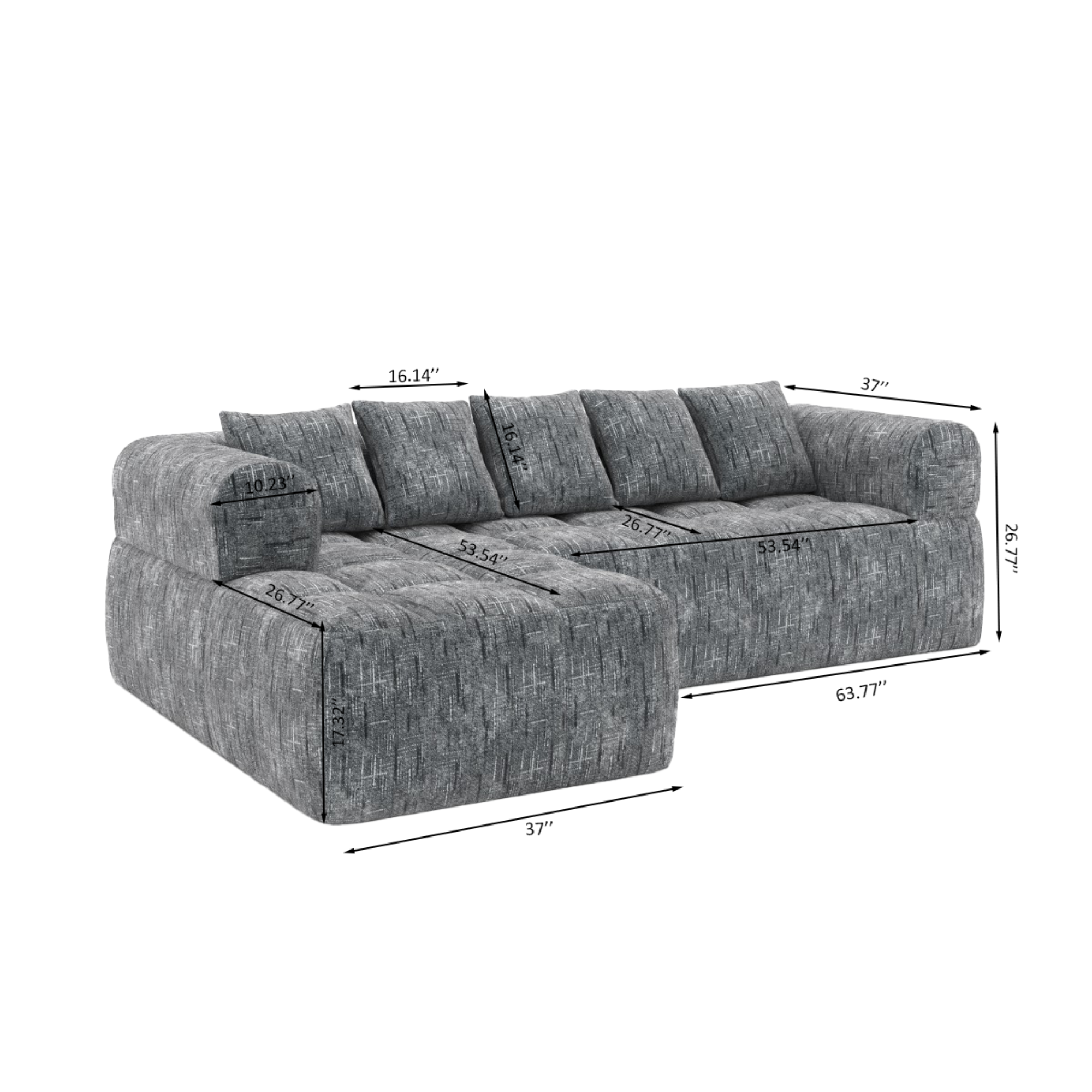 616611- Compression Sectional in Grey | CastleUp Experience Centre