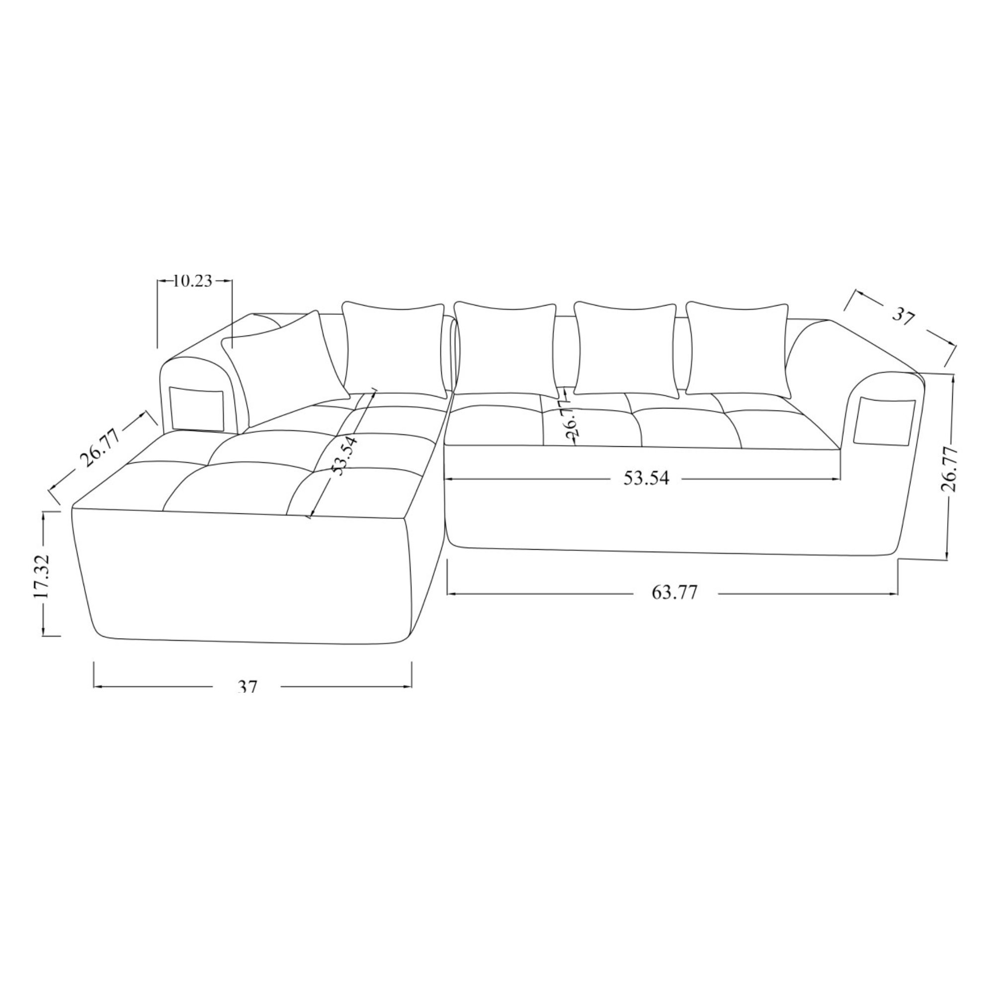 616611- Compression Sectional in Grey | CastleUp Experience Centre