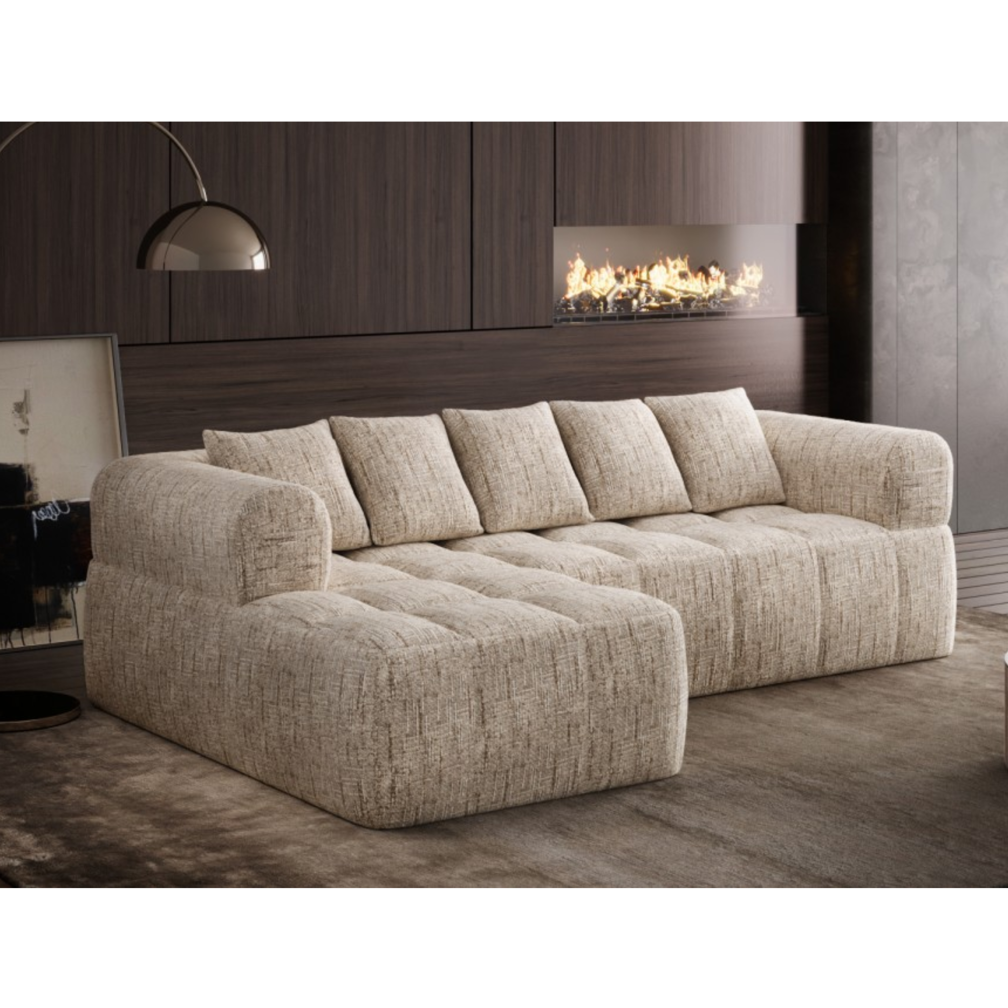 Compression Sectional in Taupe 616612 | CastleUp Experience Centre