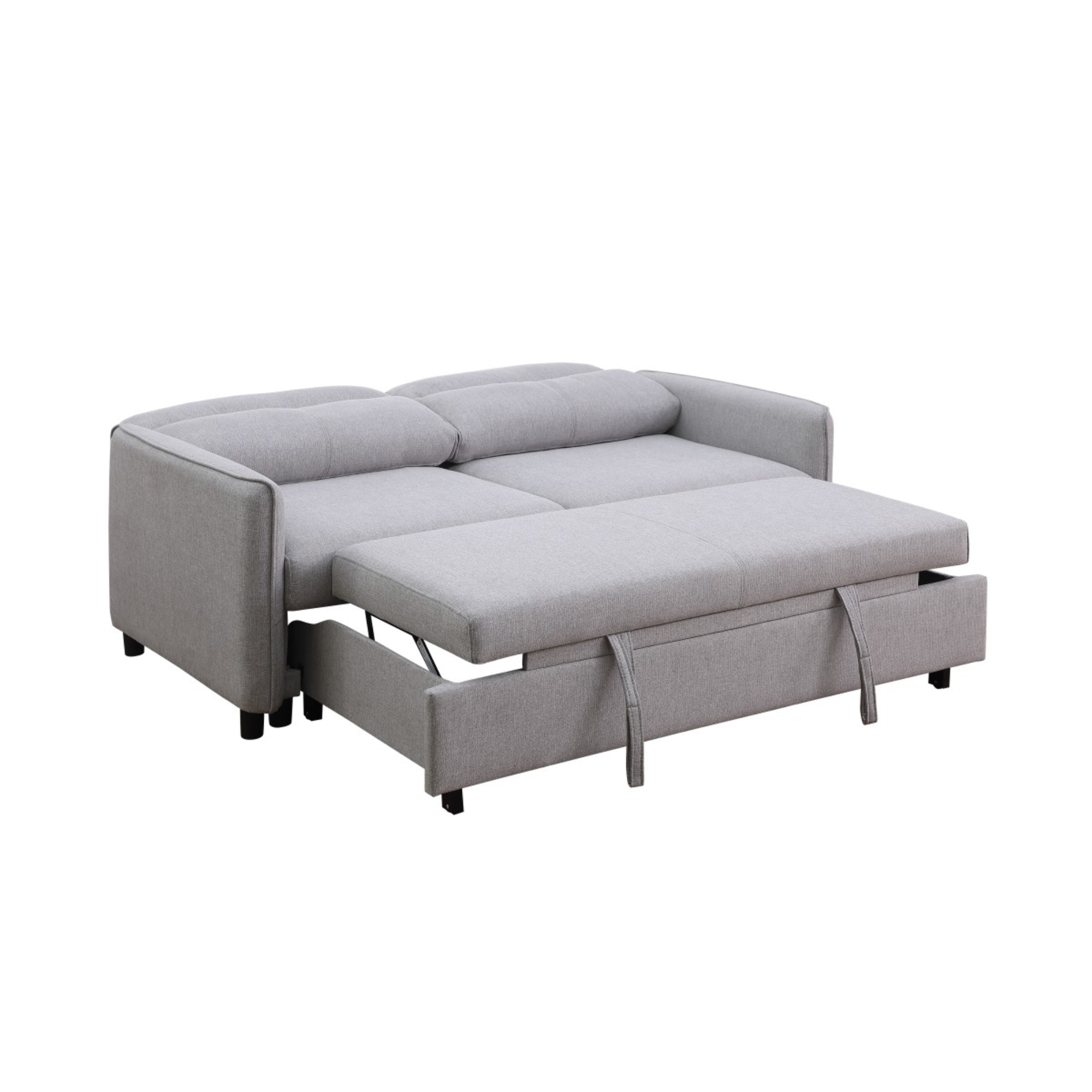 Brassex 3 Seater Sofa Bed in Light Grey, stylish sofa sleeper with plush fabric and space-saving design, perfect for small living rooms.