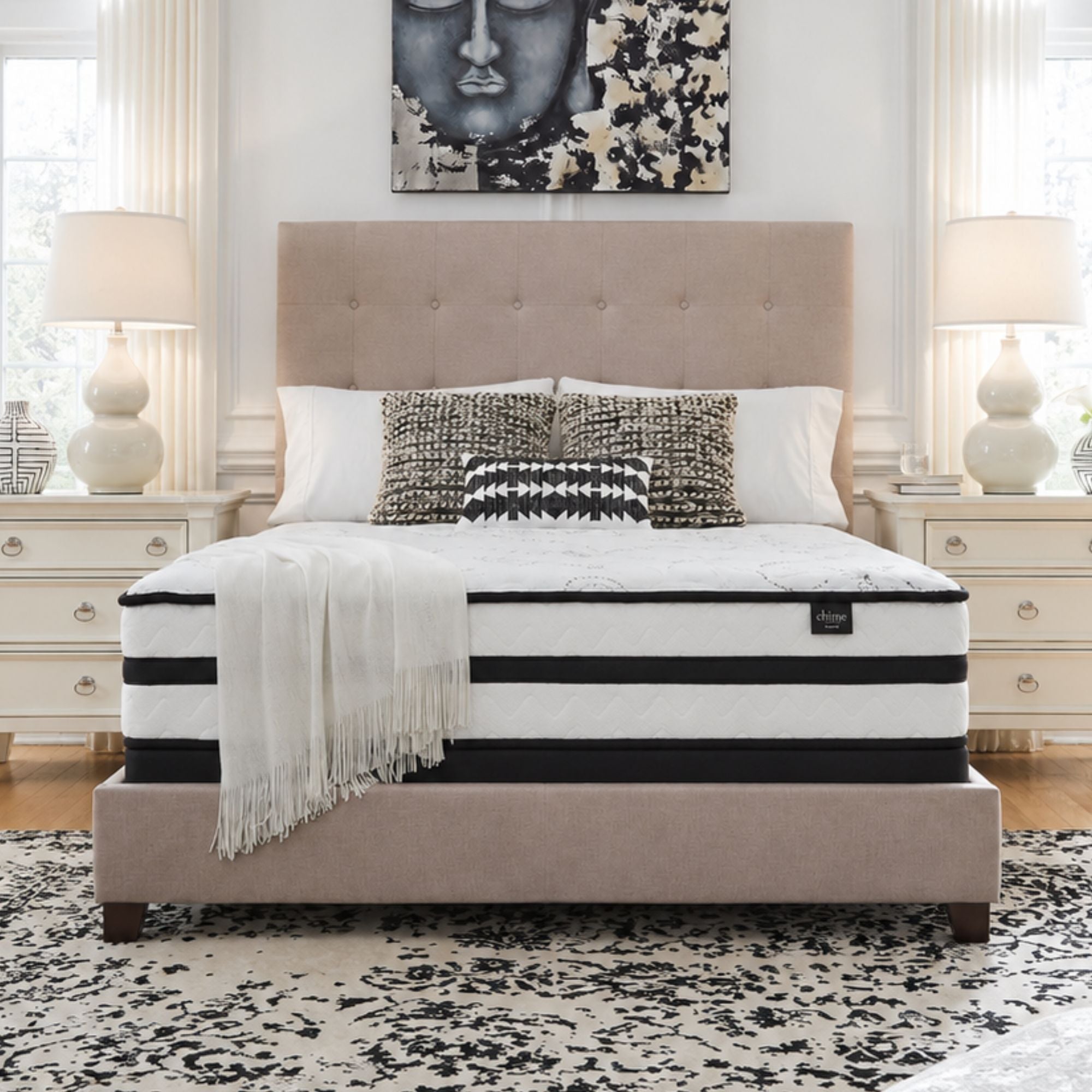 Signature Ashley Chime 10-inch ultra plush hybrid mattress with memory foam and pocketed coils for comfortable sleep.