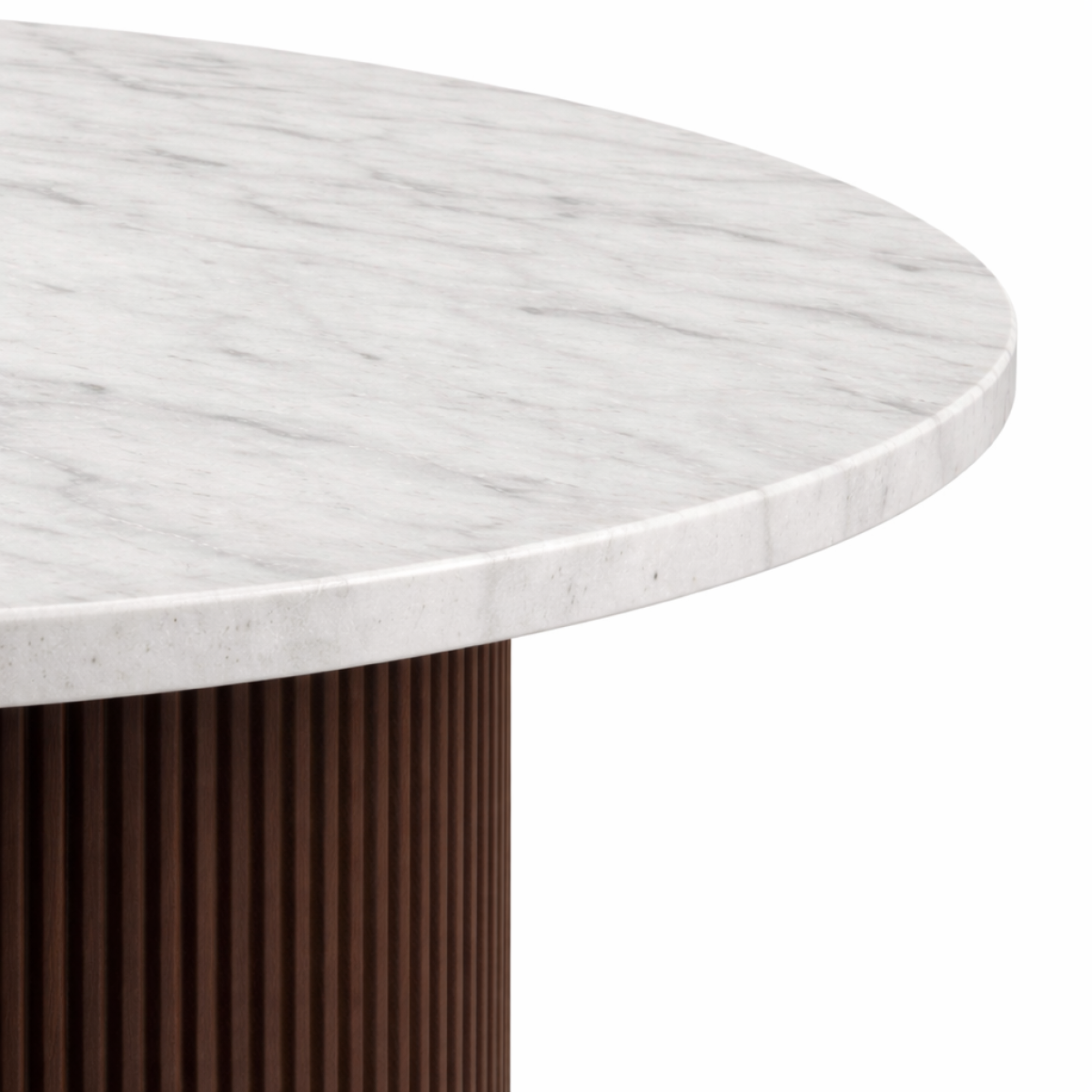 Brassex Messa Marble Round Dining Table in espresso finish with a smooth marble top and sturdy base for elegant dining spaces.