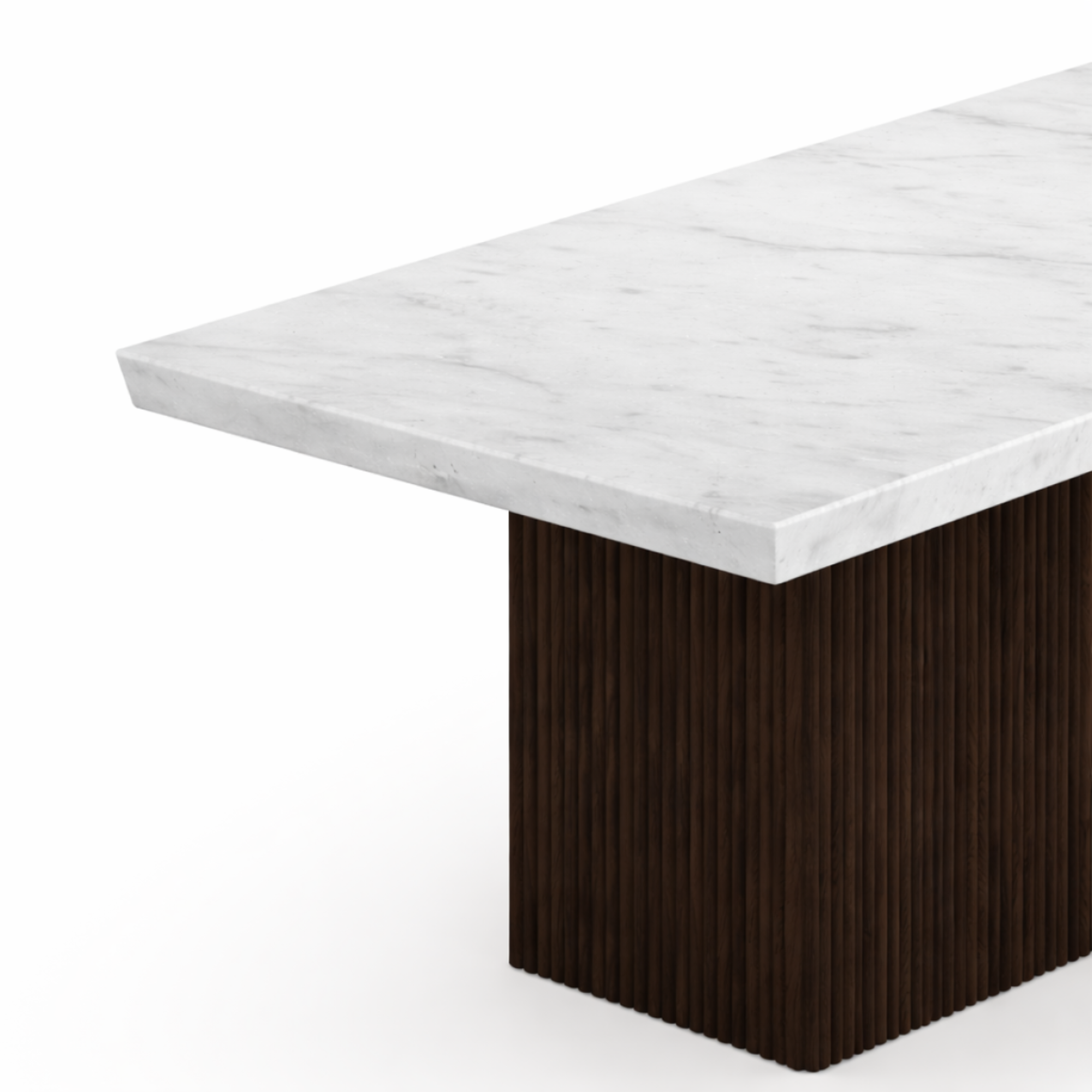 Brassex Messa Rectangle Marble Dining Table in espresso finish showcasing its sleek marble top and modern dining design.