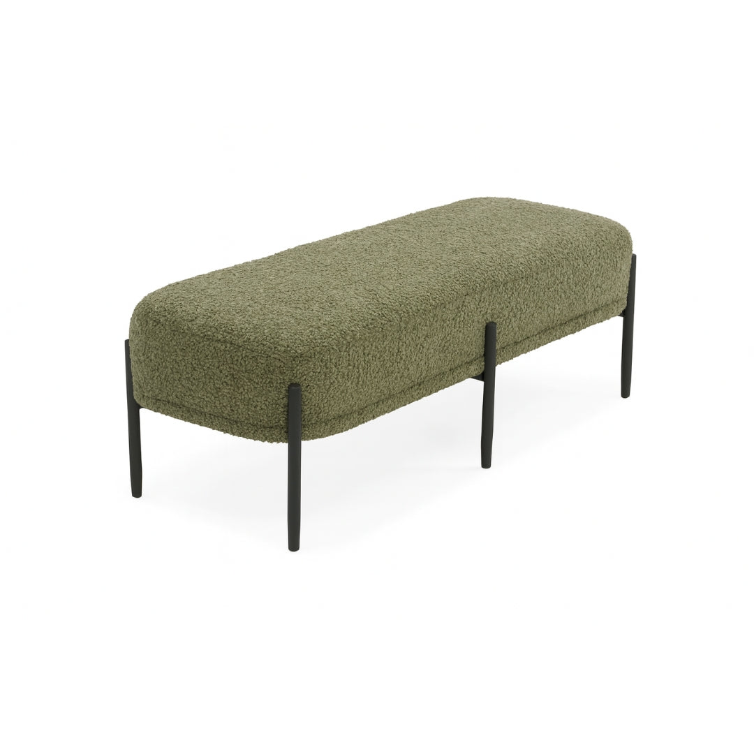 Green Vick Bench by Xcella, a stylish and comfortable bench in a vibrant green color, suitable for entryways or living spaces.