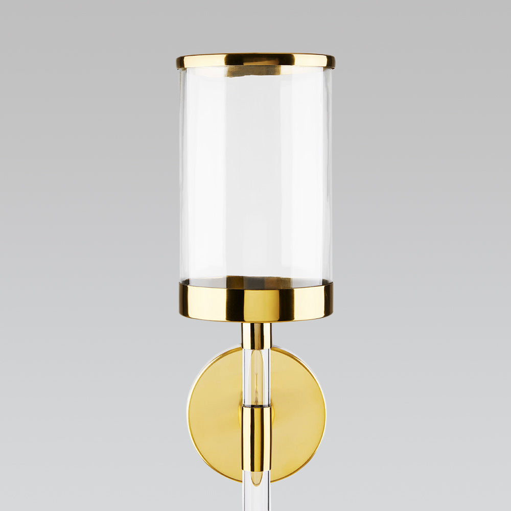 Gold acrylic wall sconce by Xcella, decorative lighting fixture with sleek modern design for wall decor.