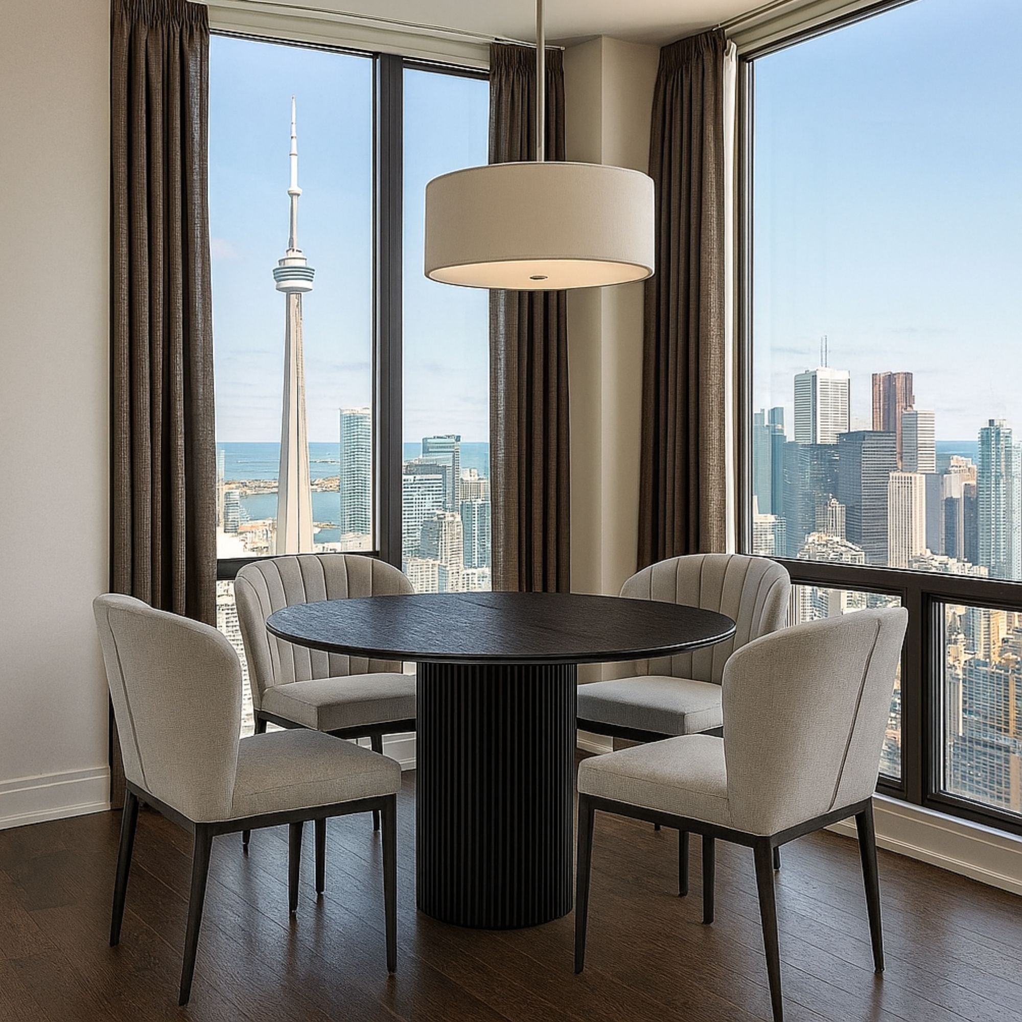 Harper 5pc Dining Table Set in Black/Grey | CastleUp Experience Centre