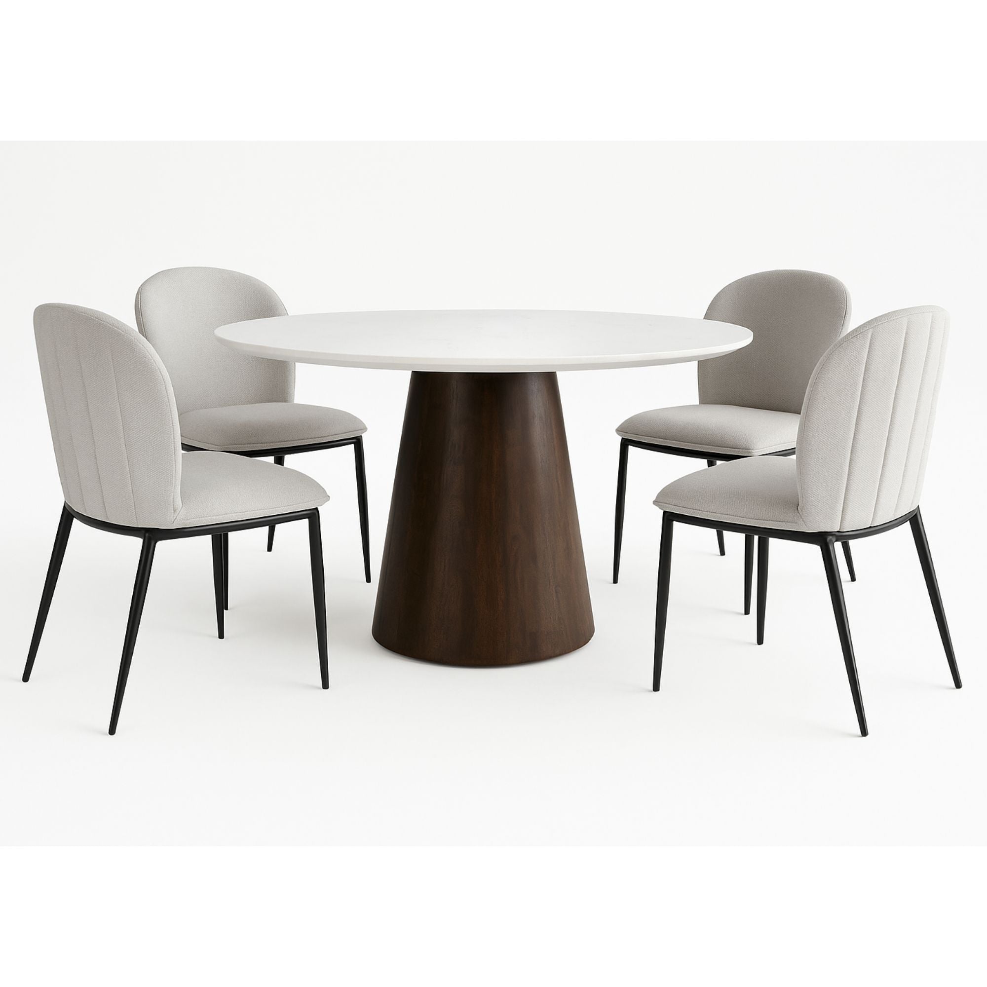 Ryder 5pc Natural Marble Top Dining Table Set | CastleUp Experience Centre