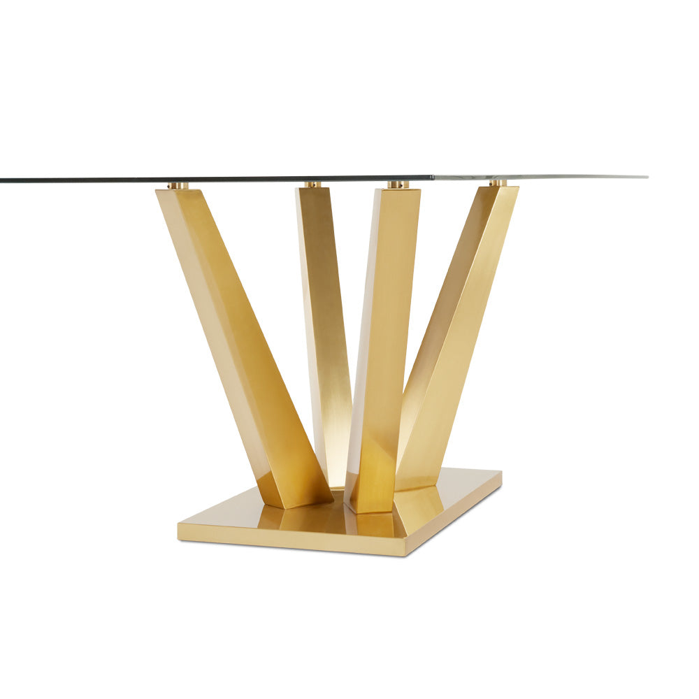 Yvon Glass Dining Table - 79"  Gold.