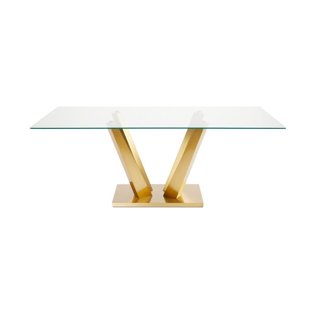 Yvon Glass Dining Table - 79"  Gold.