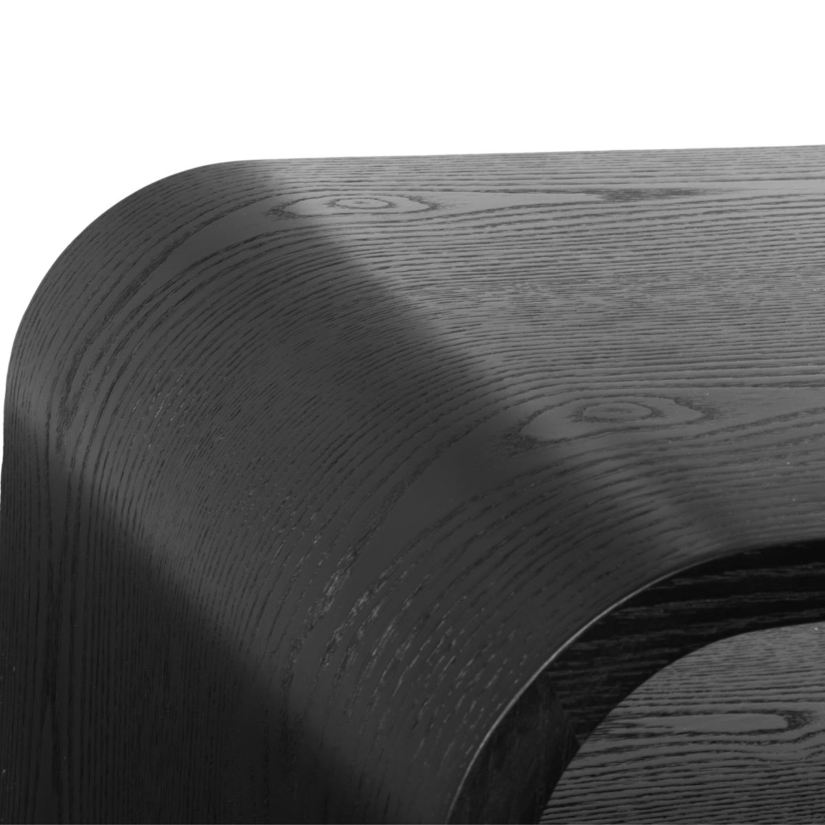 Black Jeffrey end table by Xcella, with a sleek modern design, shown as a stylish side table on a wooden floor.