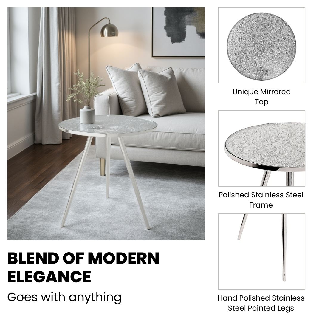 Xcella Aries Moon End Table with sleek wooden surface and modern design, perfect for living room or bedroom decor.