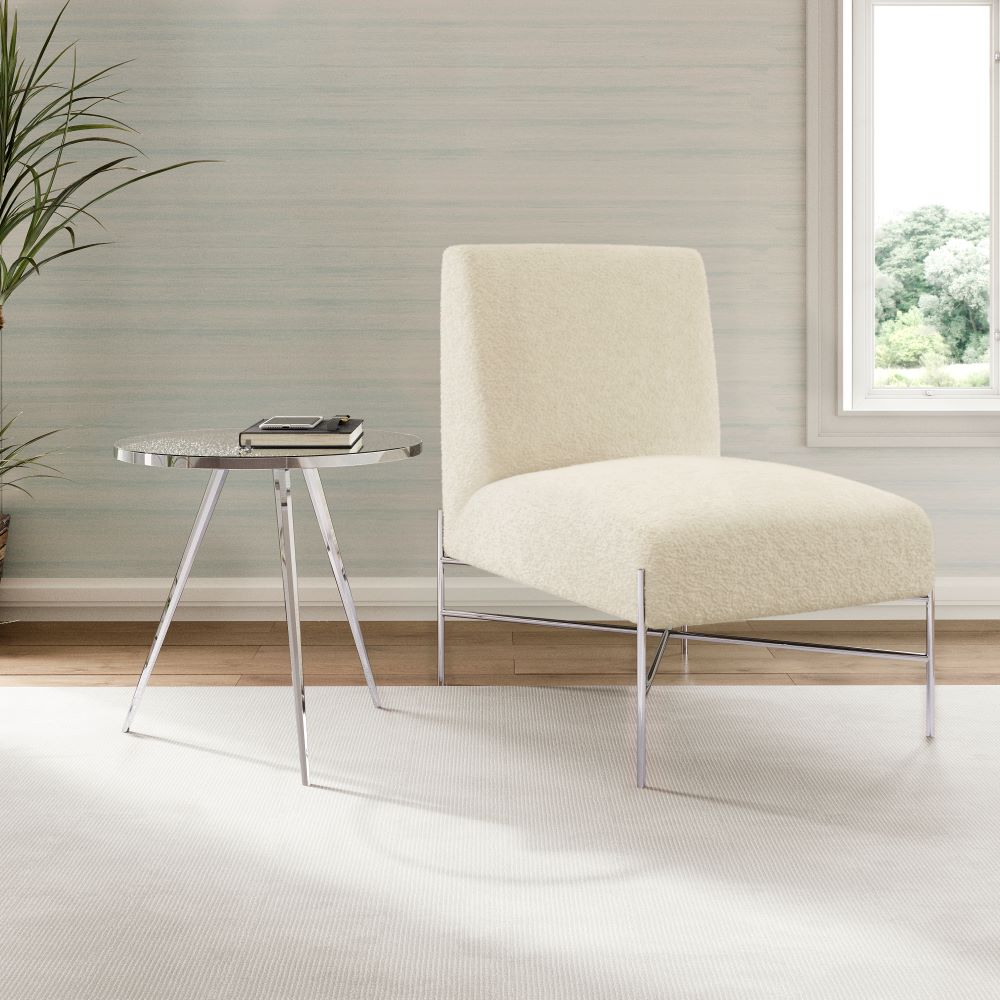 Xcella Aries end table with a sleek design, featuring a round surface and modern style, perfect for living room decor.
