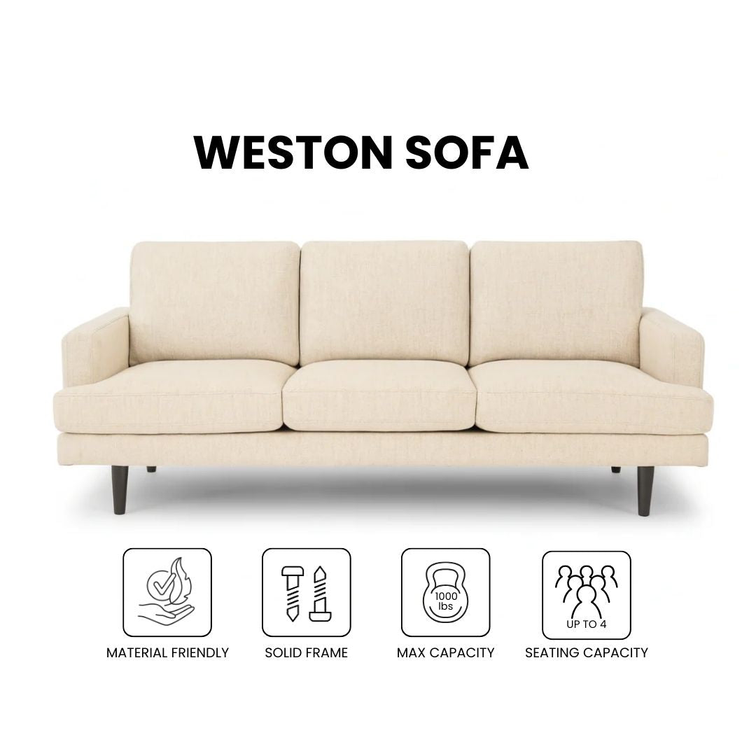 Xcella Wilma Sofa in beige with plush cushions and modern design, perfect for living room comfort.