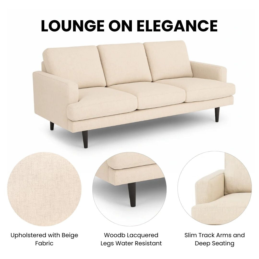 Xcella Wilma sofa in beige with plush cushions and modern design, perfect for living room comfort and style.