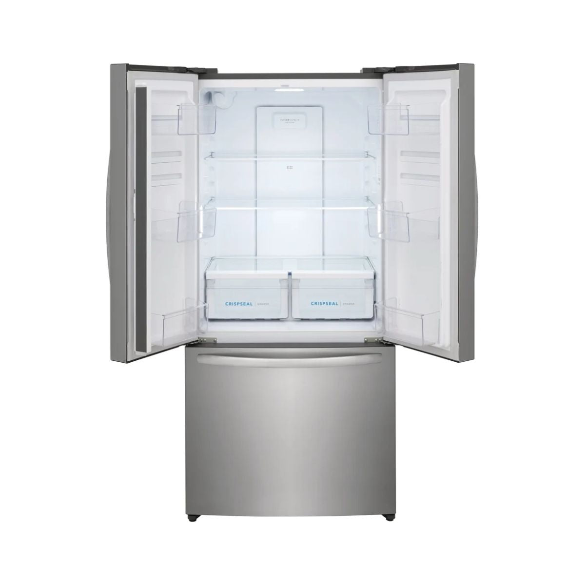 Frigidaire FRFG1723AV counter depth French door refrigerator with sleek stainless steel finish and spacious interior.
