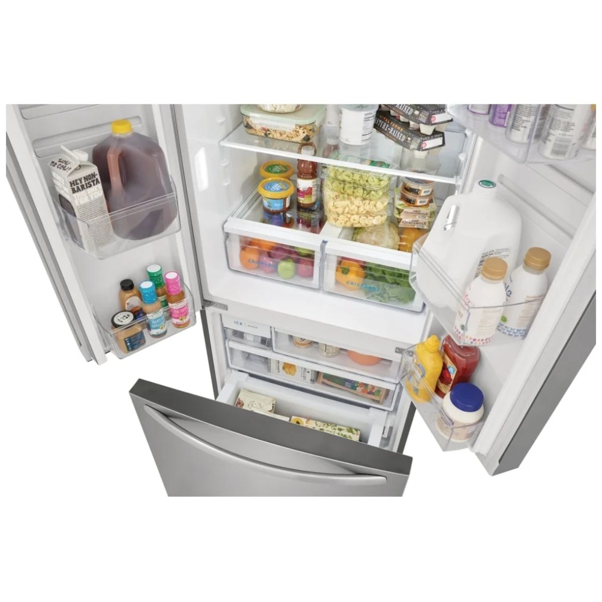 Frigidaire FRFG1723AV counter-depth French door refrigerator with stainless steel finish and sleek modern design.