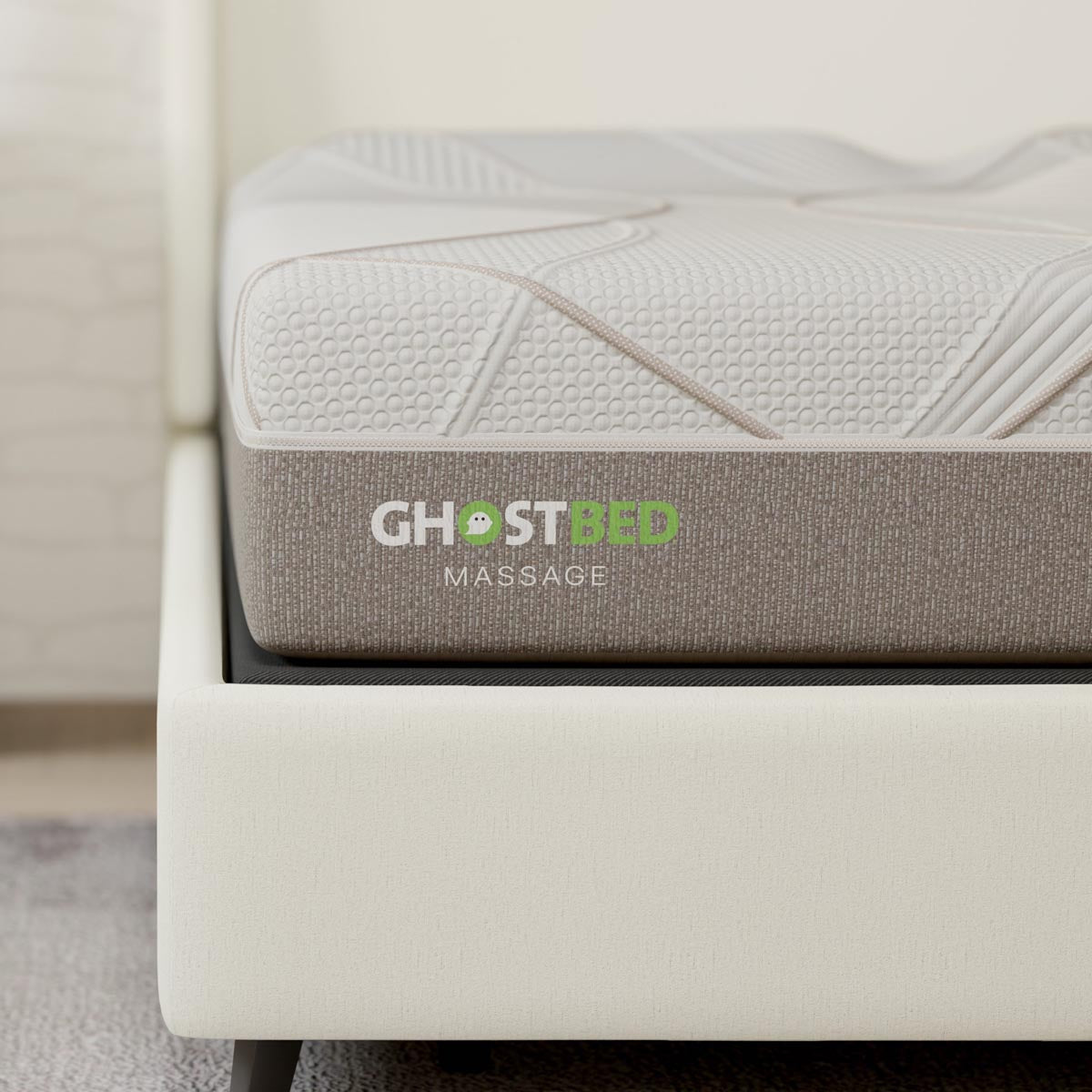 Queen GhostBed 12" Massage Foam Mattress showcasing plush surface and premium foam layers for comfortable sleep.