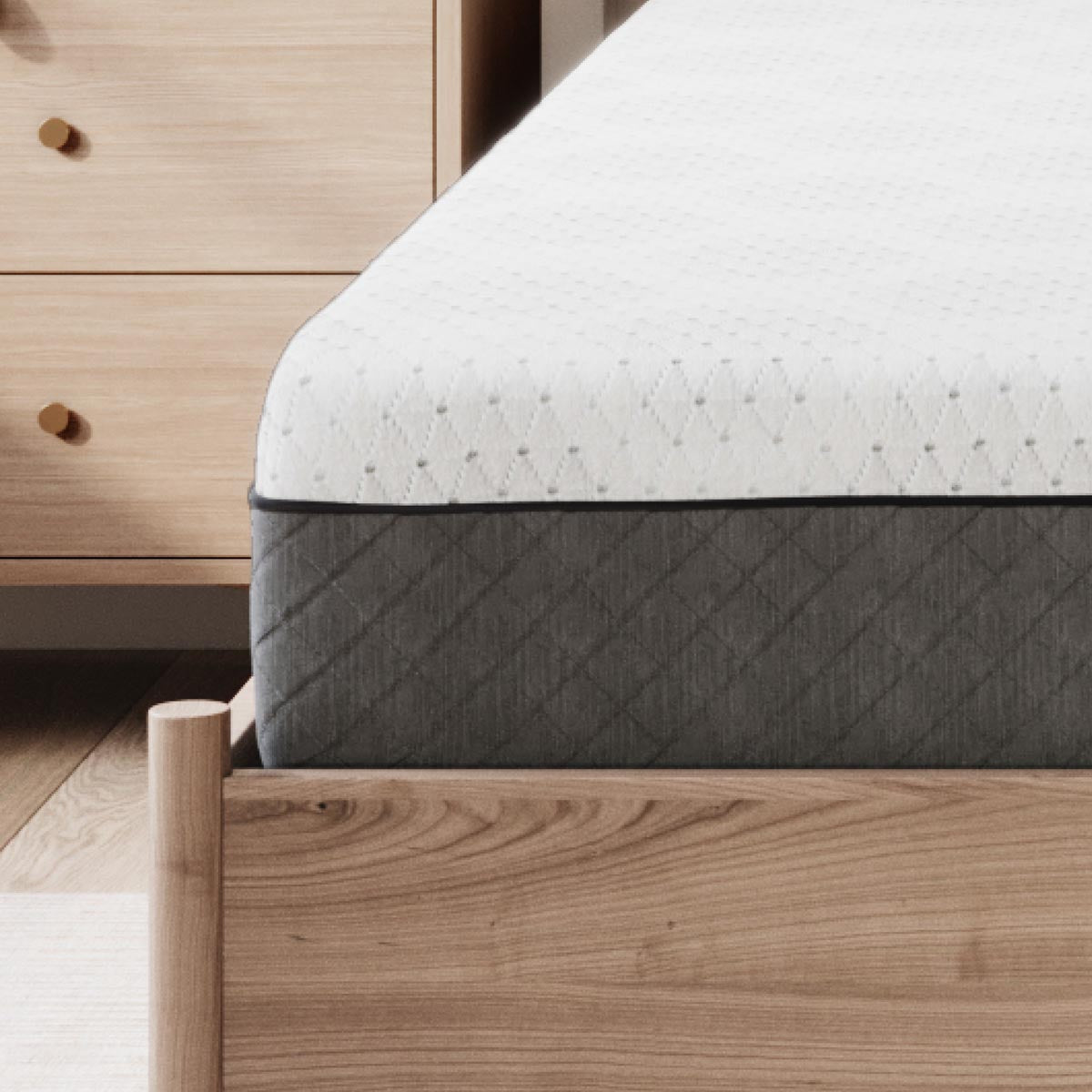 Twin GhostBed 11" Heritage Hybrid mattress with memory foam and innerspring support, shown in a bedroom setting.