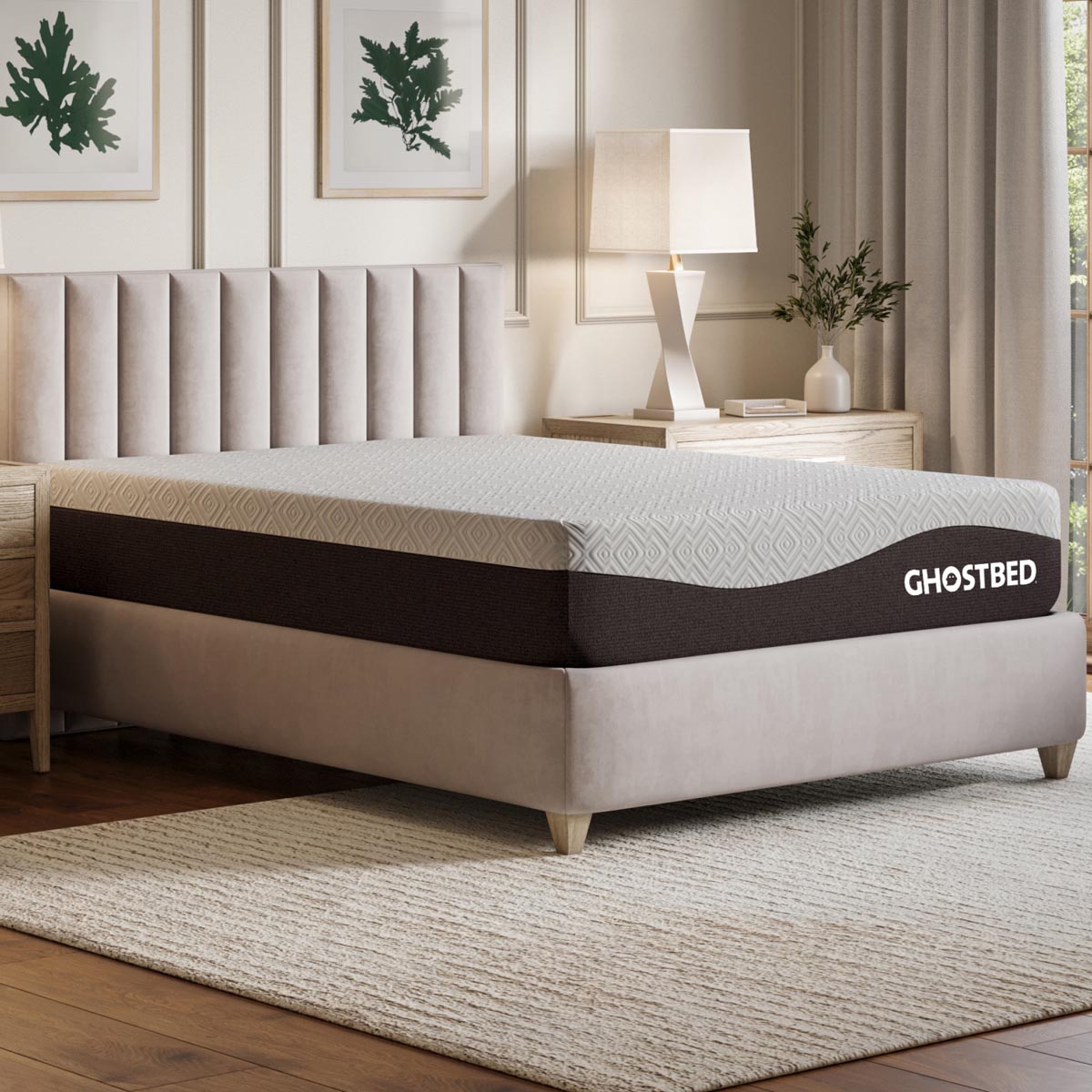 GhostBed 12" Aurora Foam Medium Firm Mattress in twin size, showcasing plush surface and supportive foam layers.