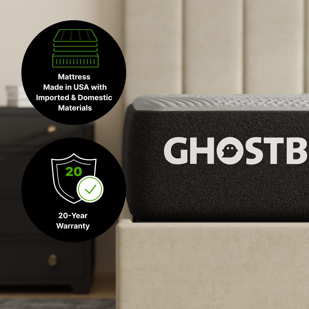 Twin GhostBed Essential 11-inch foam mattress with a plush surface and supportive design, ideal for comfortable sleep.