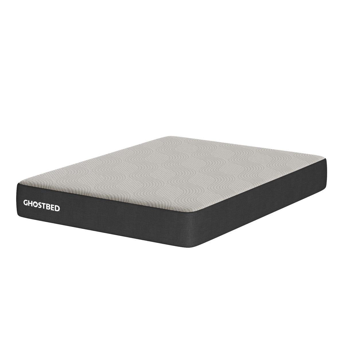 Twin GhostBed Essential 11-inch foam mattress with plush white surface and supportive edges, designed for comfort and restful sleep.