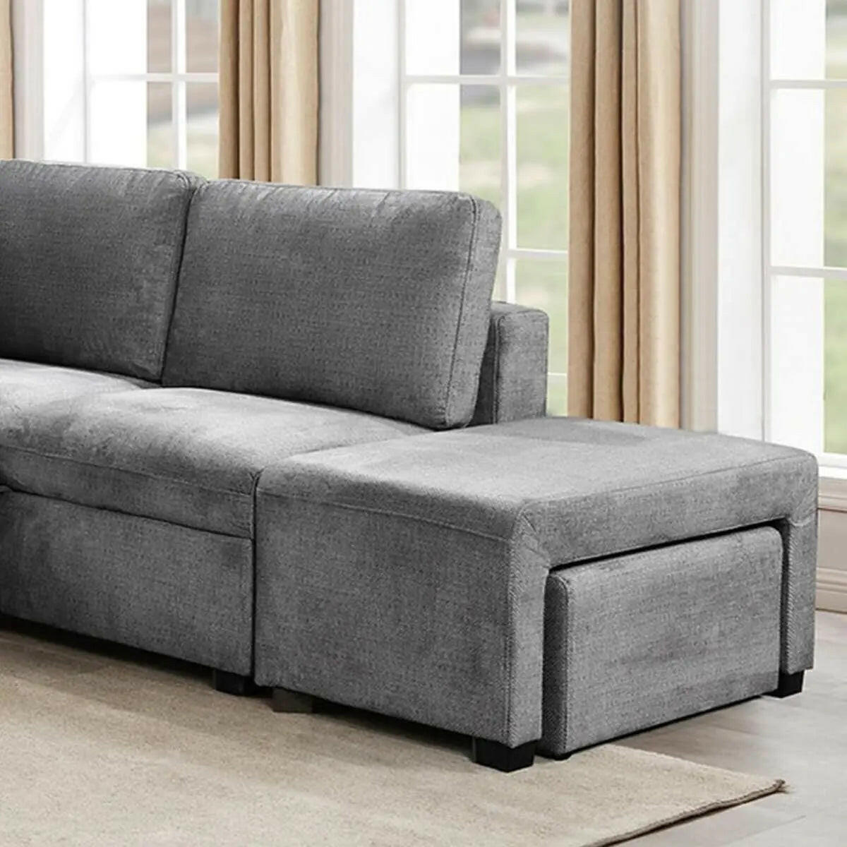 Grey IFF Valencia sectional sleeper with ottoman, featuring a modern design and comfortable sofa bed arrangement.
