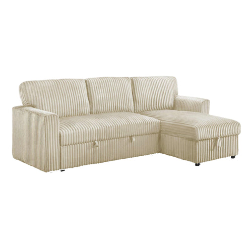Sutton Reversible Chaise Sectional Sleeper in Cream | CastleUp Experience Centre