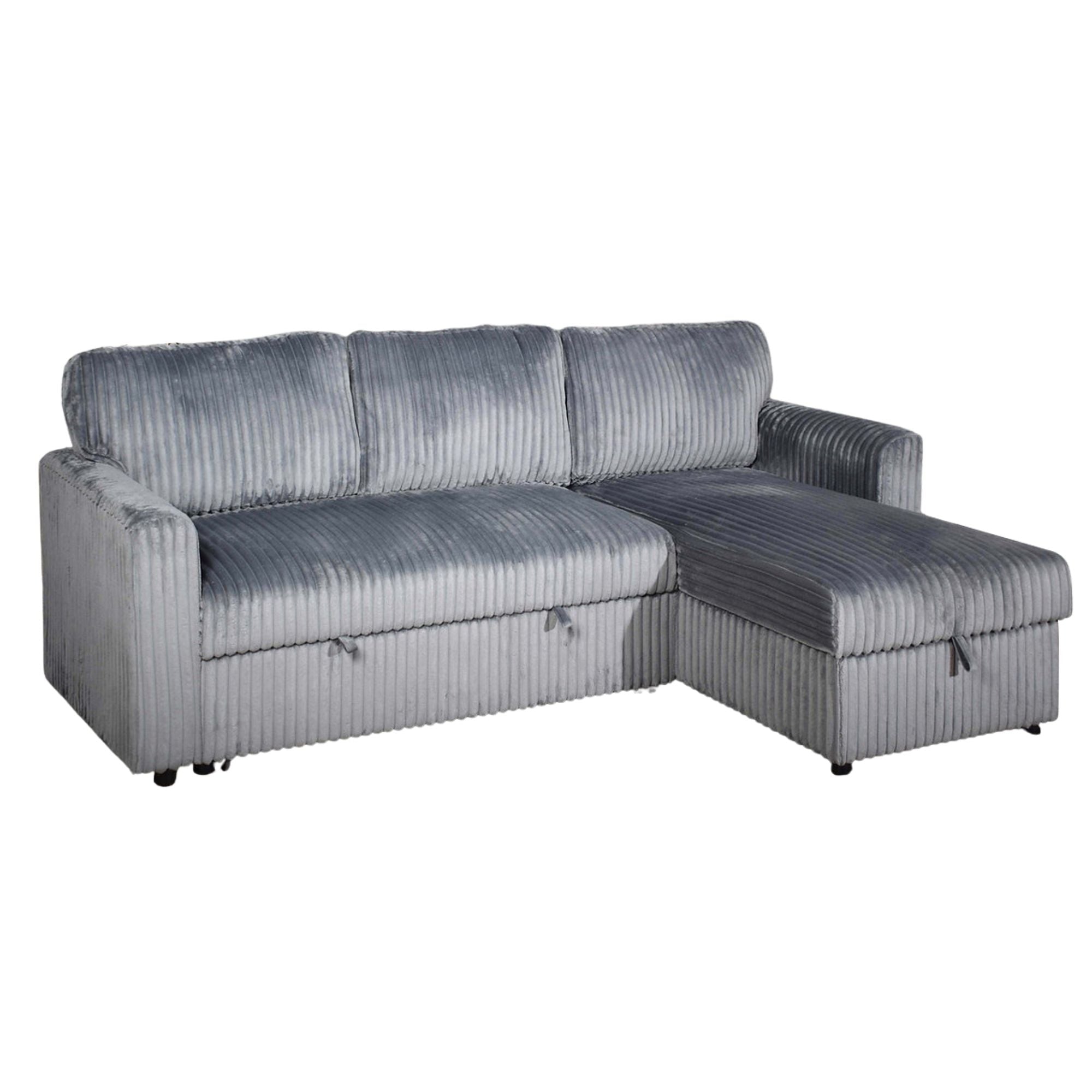 Sutton Reversible Chaise Sectional Sleeper in Grey | CastleUp Experience Centre