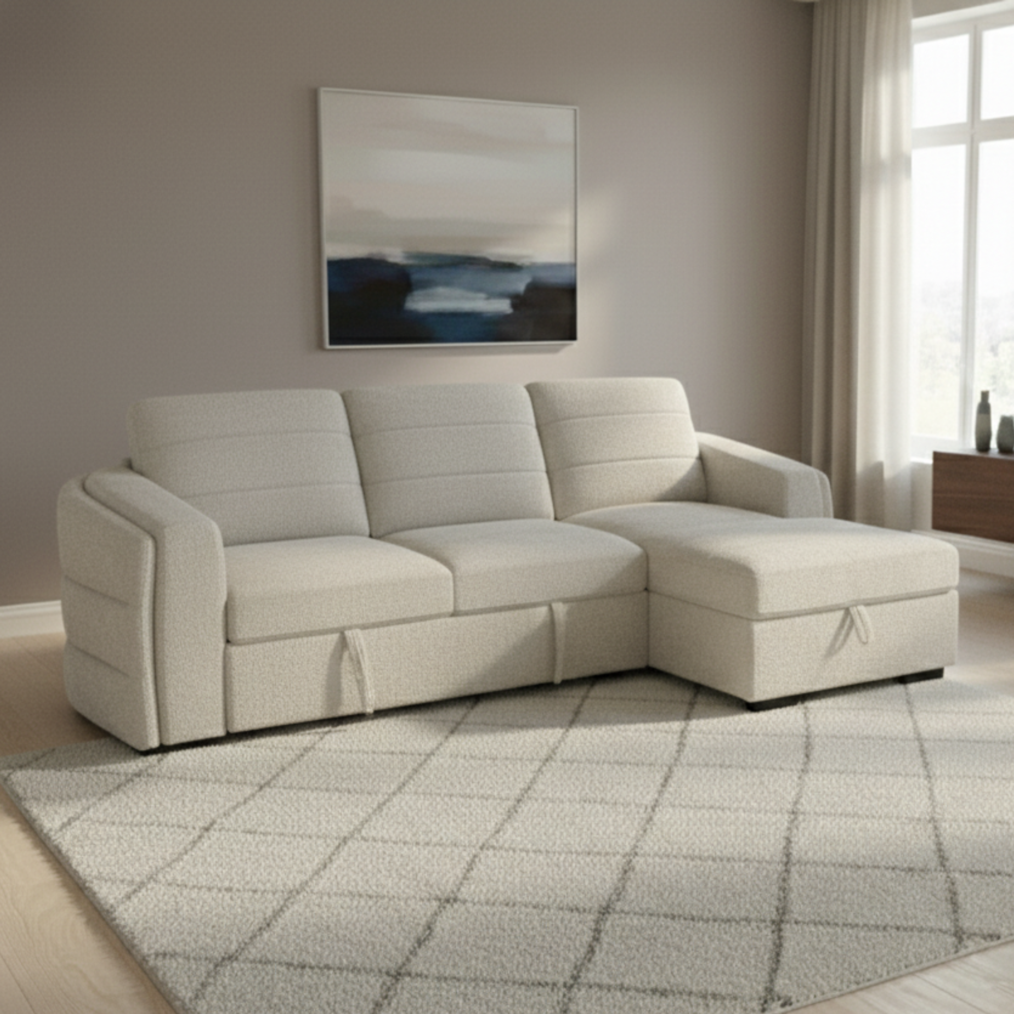 Channel Pull-Out Sectional Sleeper with Storage | CastleUp Experience Centre