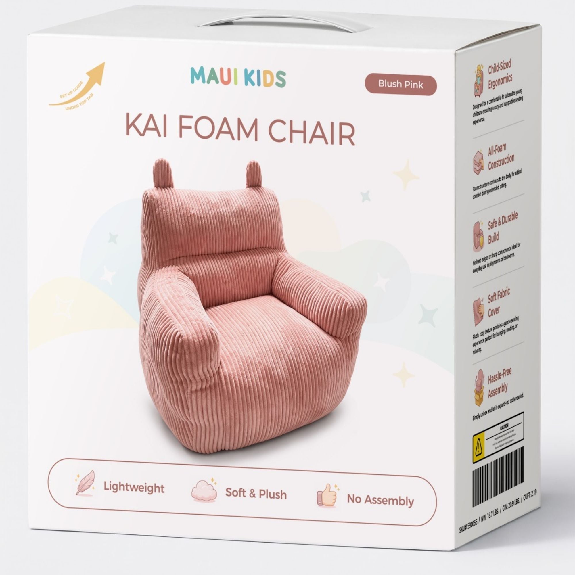 Pink Kai Foam Kids’ Accent Chair by Brassex, featuring a soft foam seat and child-friendly design for comfortable seating.