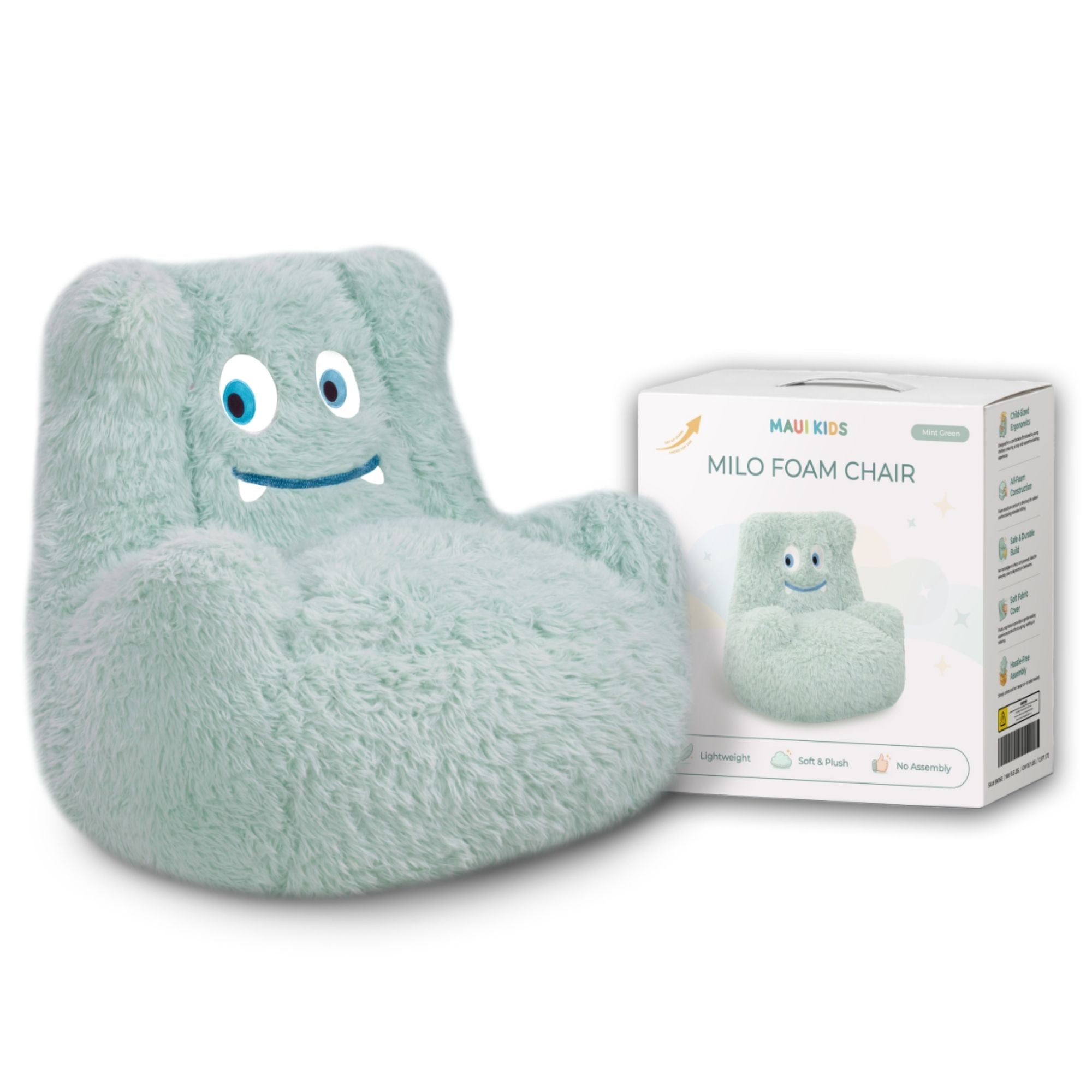 Mint green Milo Kids’ foam accent chair by Brassex, designed for children, with soft cushioning and a compact, kid-friendly shape.