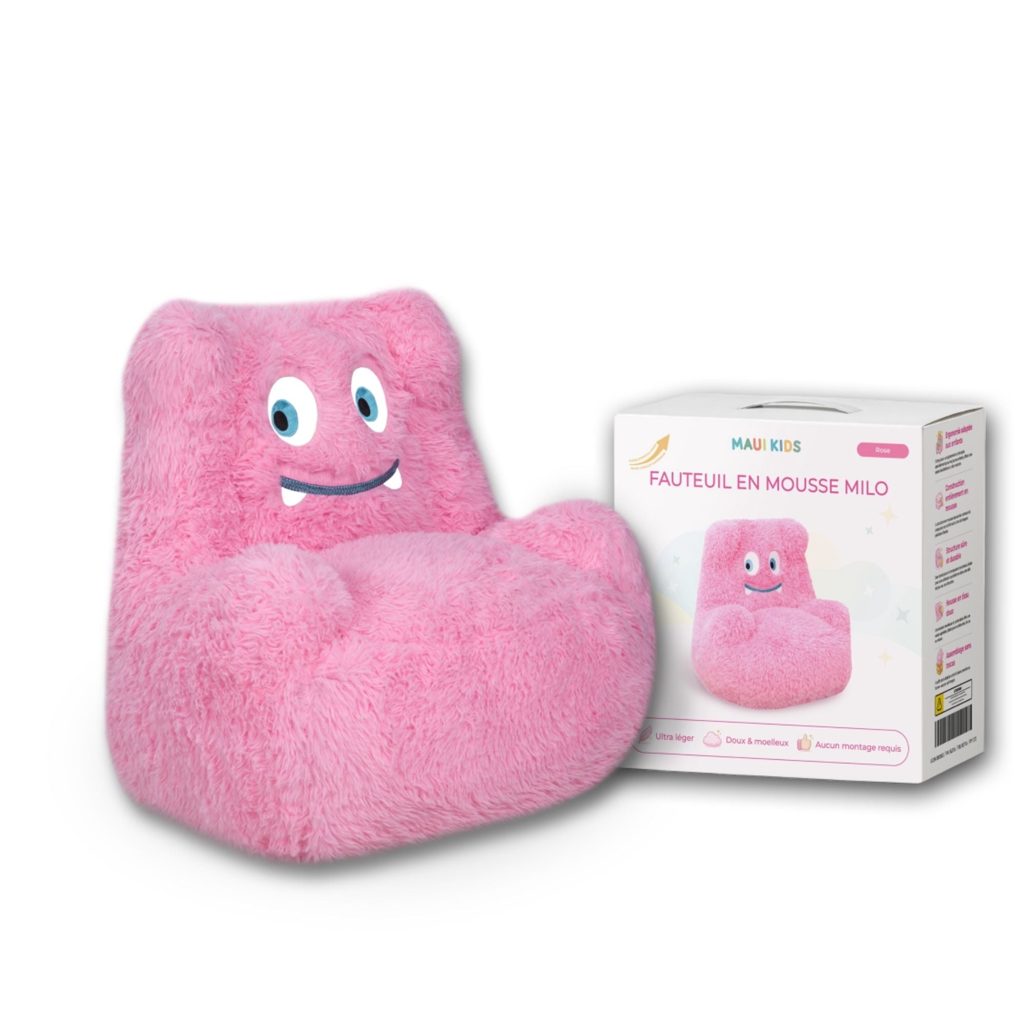 Pink Milo Kids’ foam accent chair by Brassex, featuring a soft, cushioned seat and backrest for children.