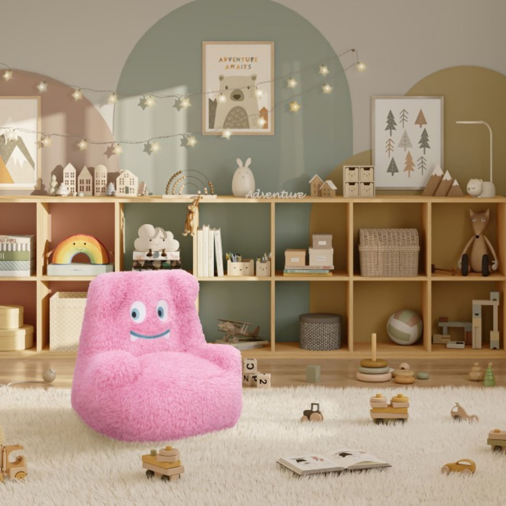Pink foam accent chair for kids by Brassex, featuring a playful design and soft cushioning, ideal for children's rooms.