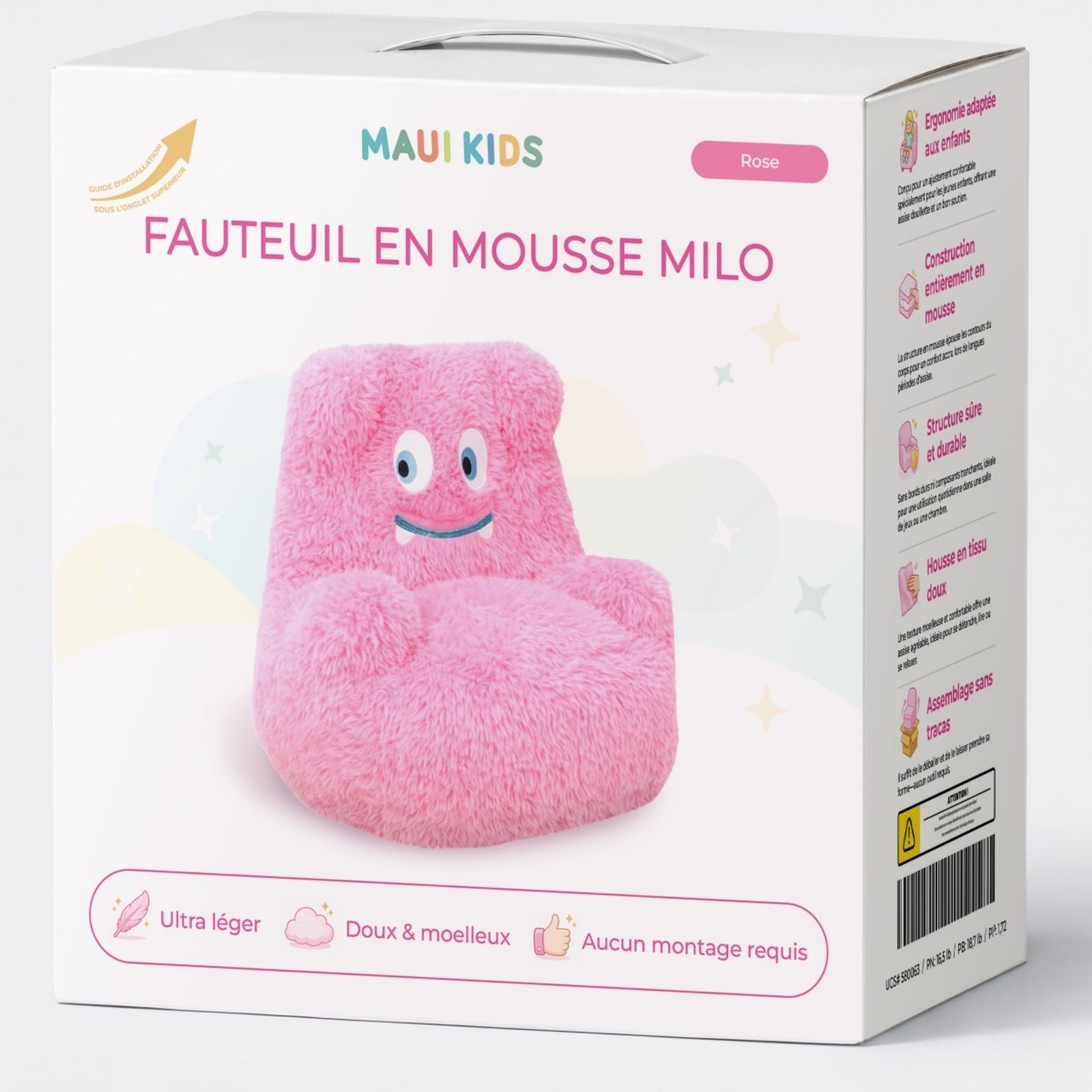 Pink Milo Kids’ foam accent chair by Brassex, featuring a child-sized, cushioned seat perfect for playroom or bedroom decor.