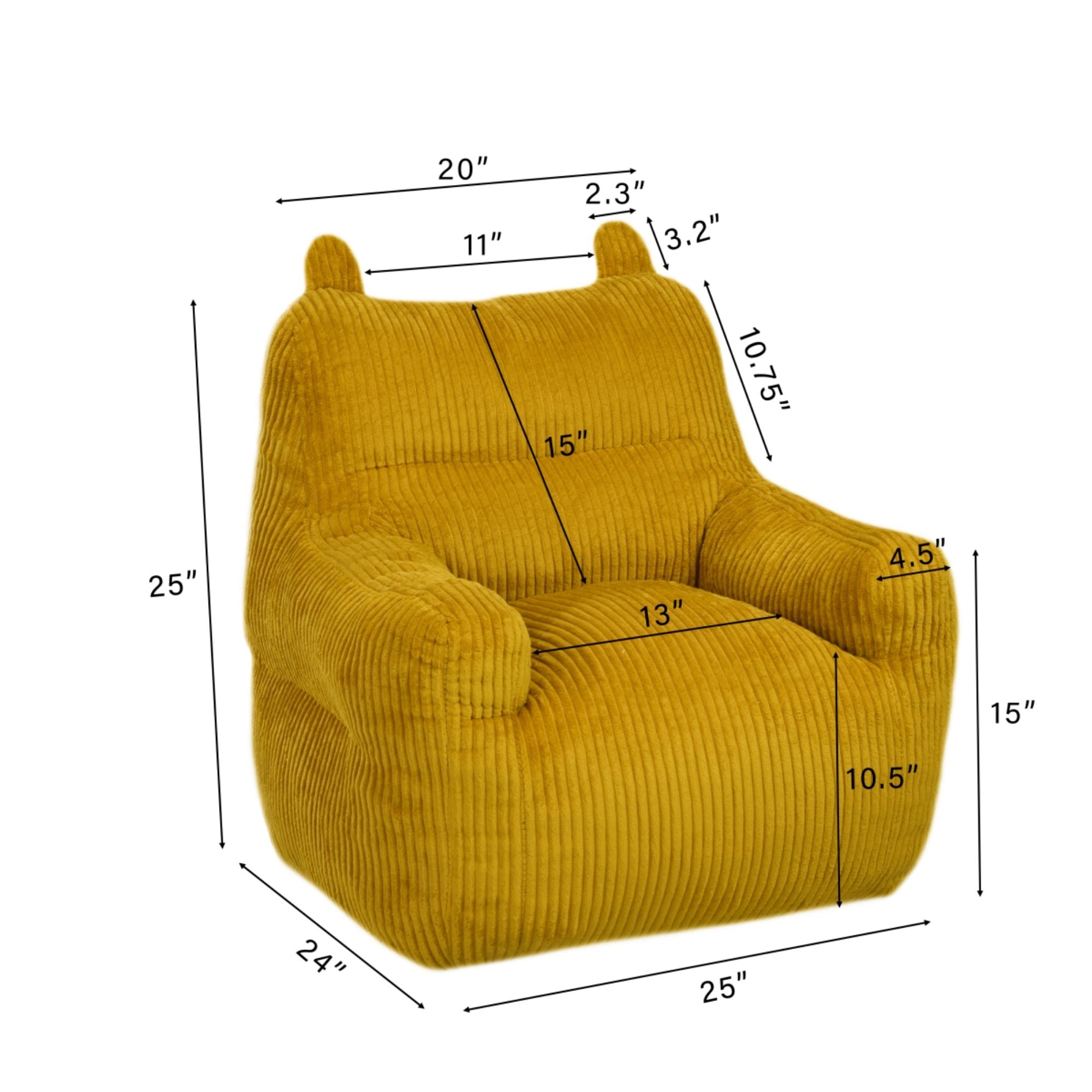 Bright yellow Kai Foam Kids’ Accent Chair by Brassex, featuring a cozy, kid-friendly design with soft foam cushioning.