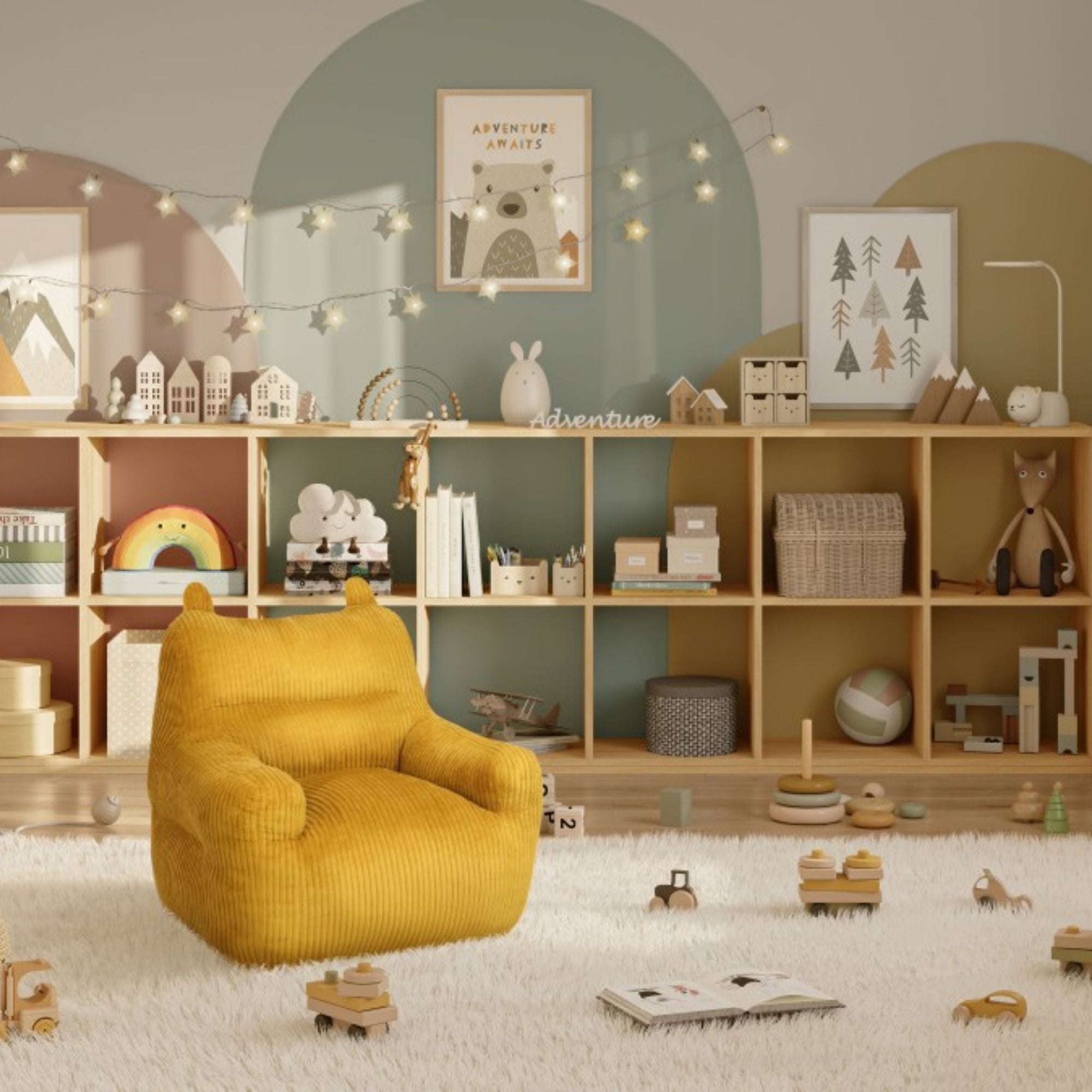 Yellow Kai Foam Kids’ Chair by Brassex, a colorful accent chair featuring soft foam and kid-friendly design.