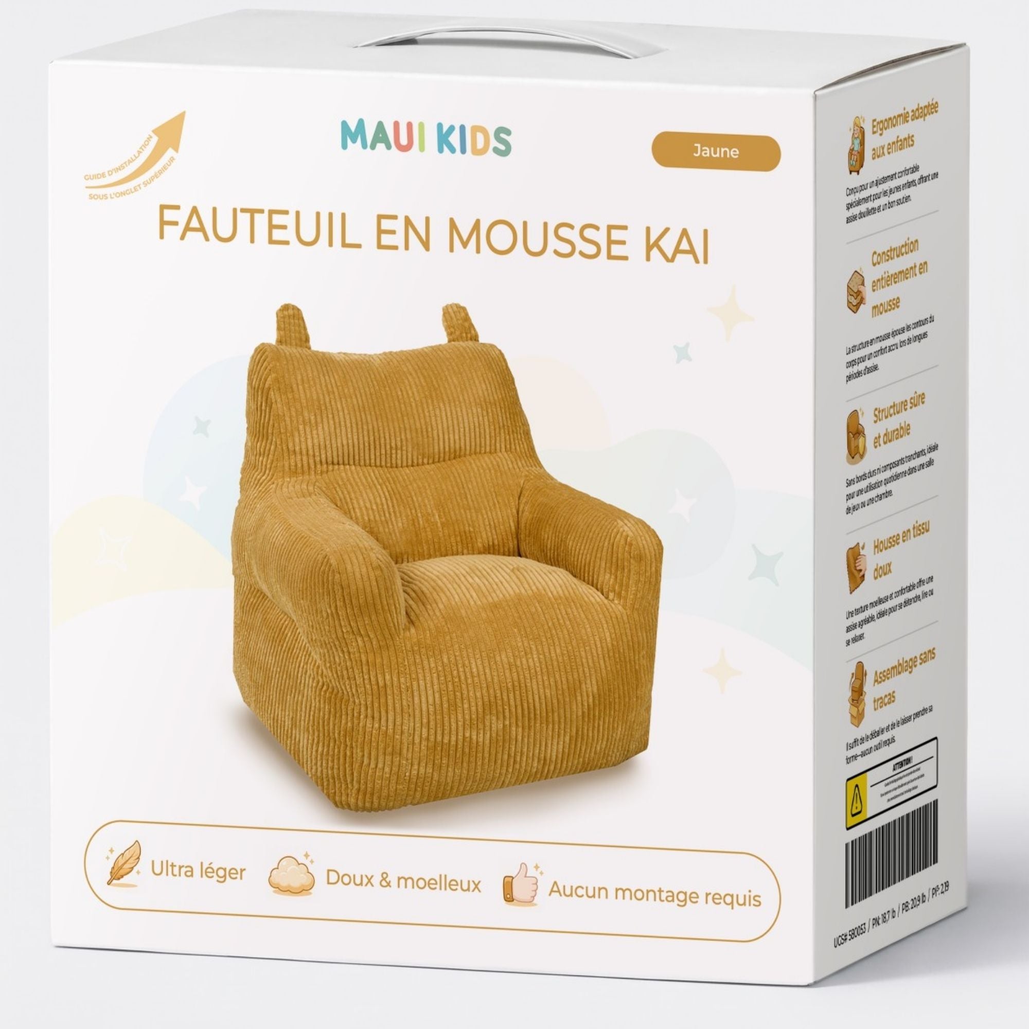 Yellow Kai Foam Kids’ Chair by Brassex, a small accent chair with a soft cushioned seat for children.